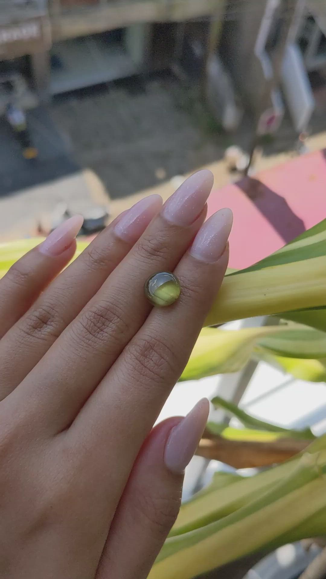 8.26 Ct. Cabochon Chrysoberyl from Ceylon (Sri Lanka) Size Video