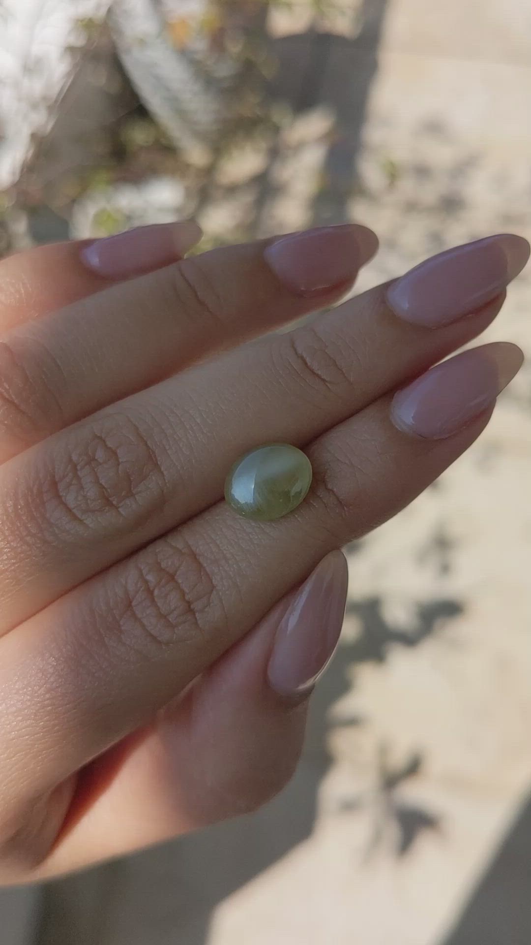 4.37 Ct. Cabochon Chrysoberyl from Ceylon (Sri Lanka) Size Video