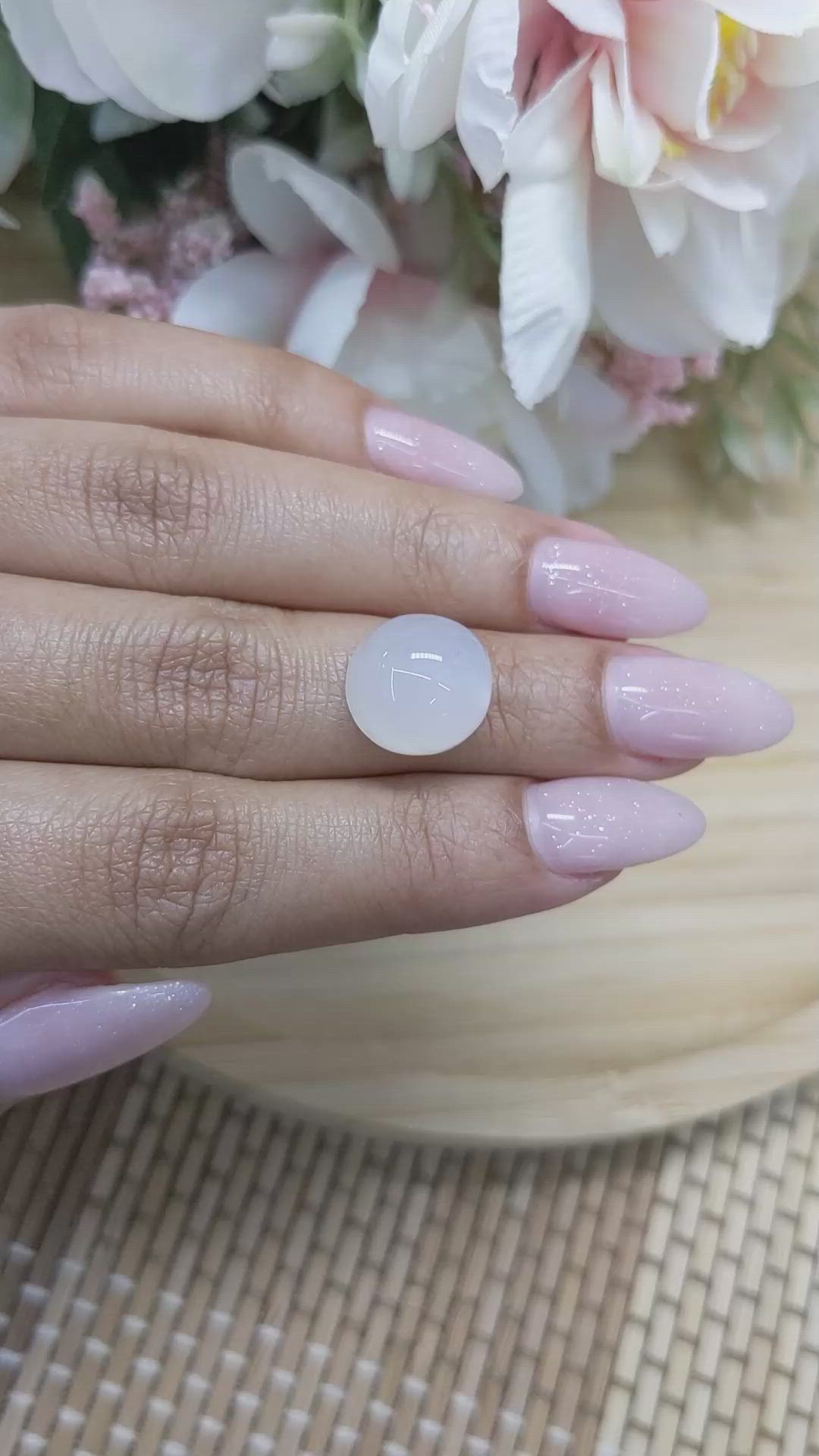 9.61 Ct. Cabochon Moonstone from Ceylon (Sri Lanka) Size Video