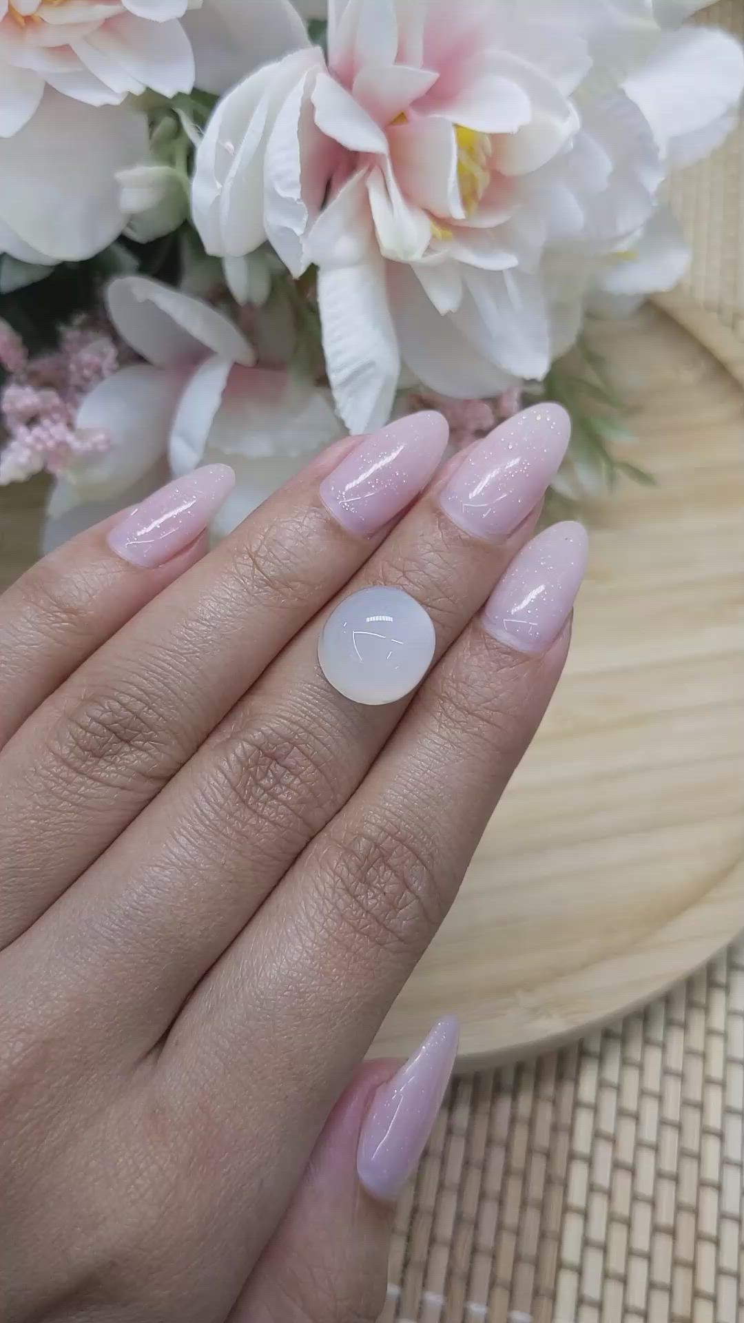 9.61 Ct. Cabochon Moonstone from Ceylon (Sri Lanka) Size Video