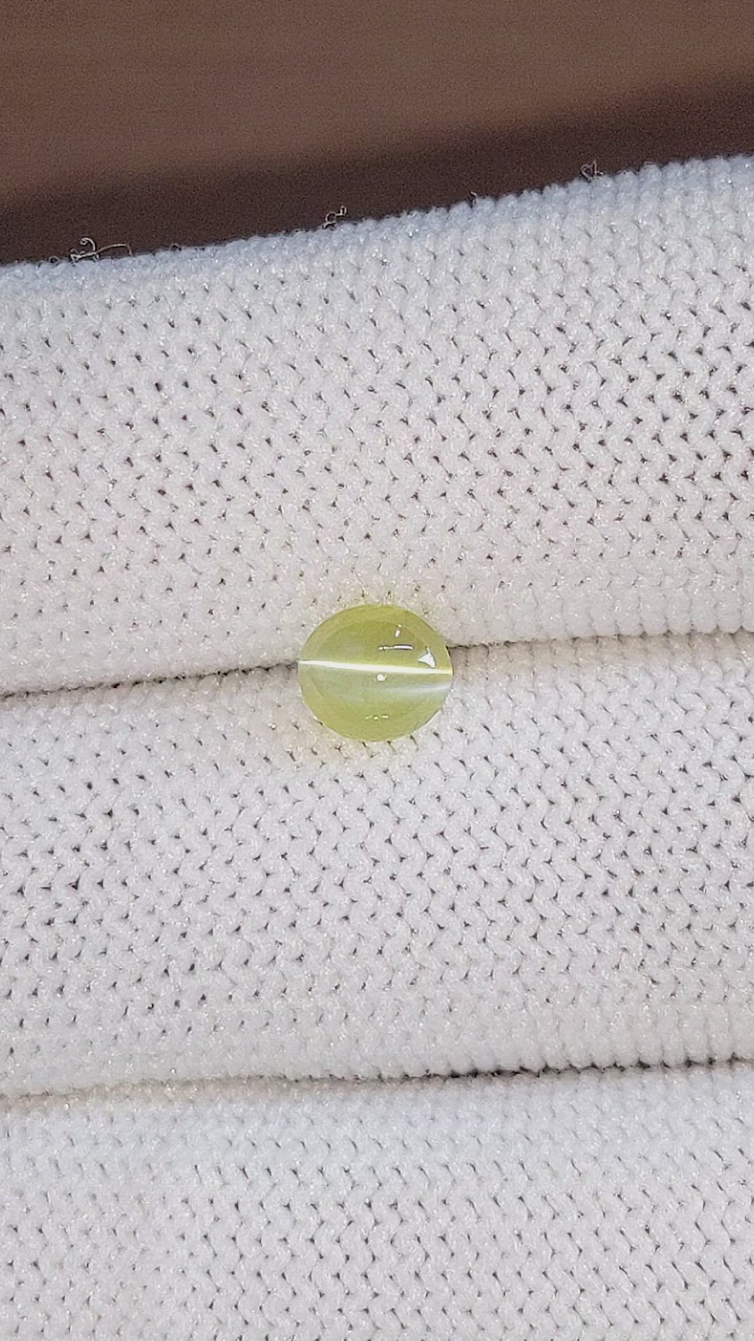 1.21 Ct. Greenish Yellow Cabochon Chrysoberyl from Ceylon (Sri Lanka) Size Video
