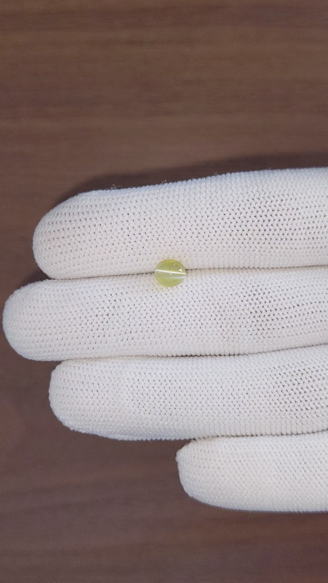 1.21 Ct. Greenish Yellow Cabochon Chrysoberyl from Ceylon (Sri Lanka) Size Video