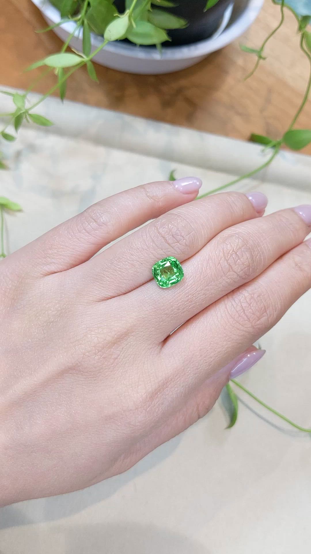 3.03 Ct. Tsavorite Garnet from Tanzania Size Video