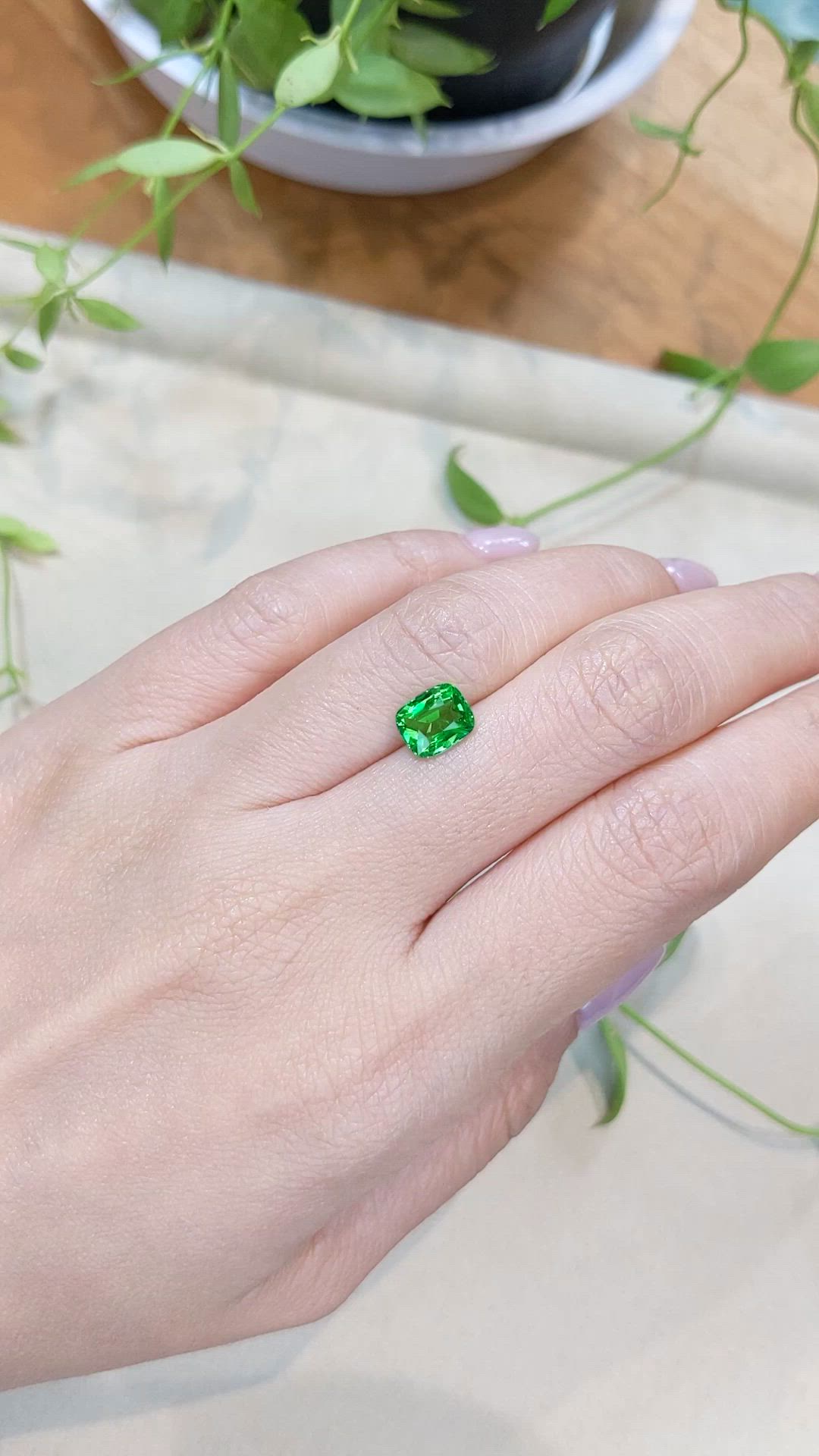 2.02 Ct. Tsavorite Garnet from Tanzania Size Video