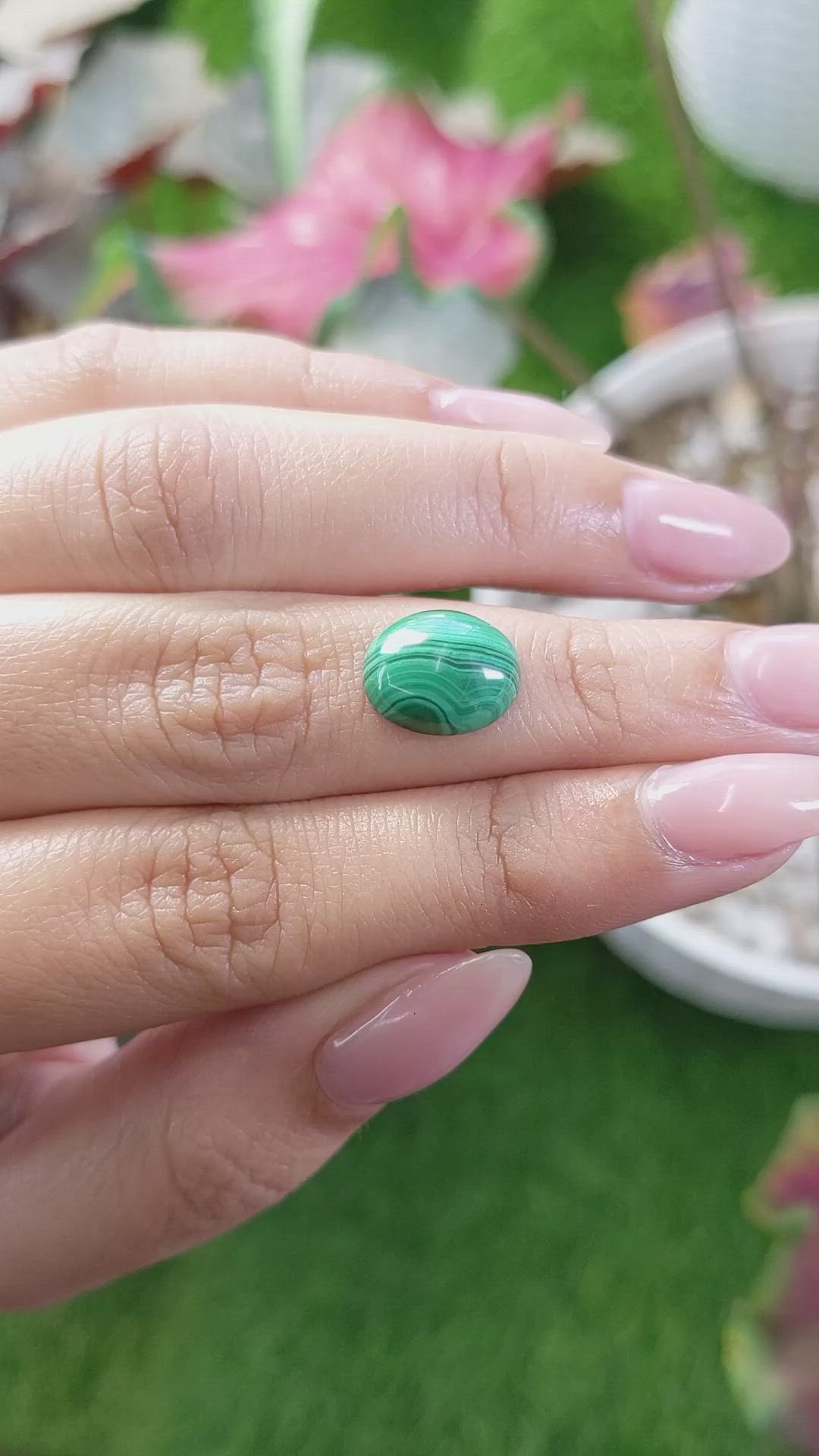 5.35 Ct. Cabochon Malachite from Madagascar Size Video