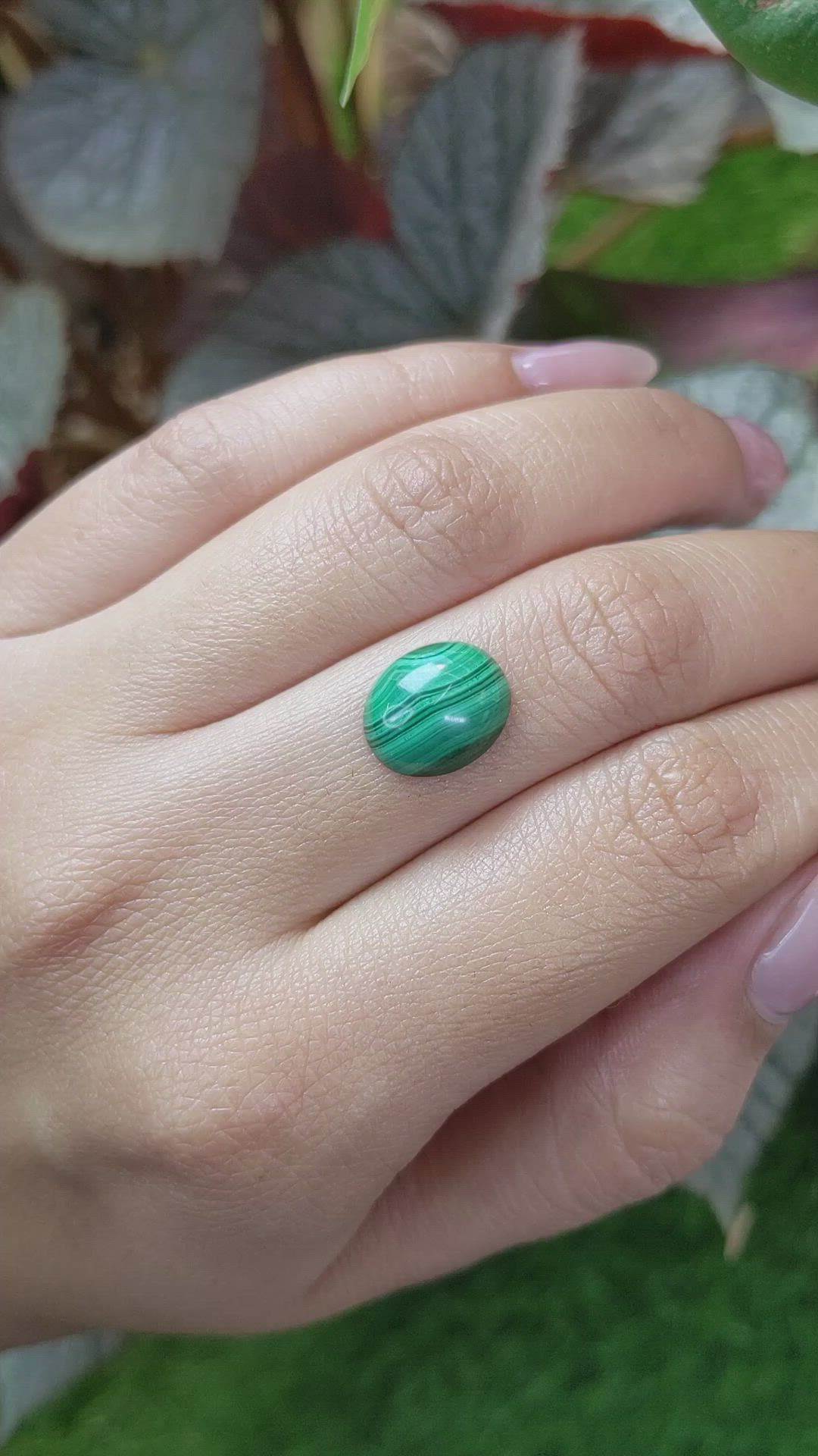 5.35 Ct. Cabochon Malachite from Madagascar Size Video
