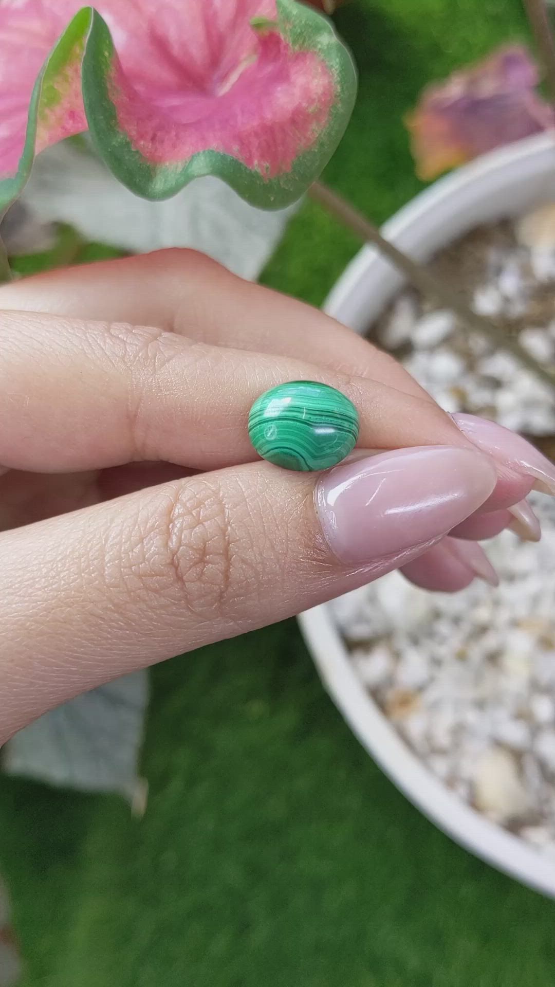 5.35 Ct. Cabochon Malachite from Madagascar Size Video