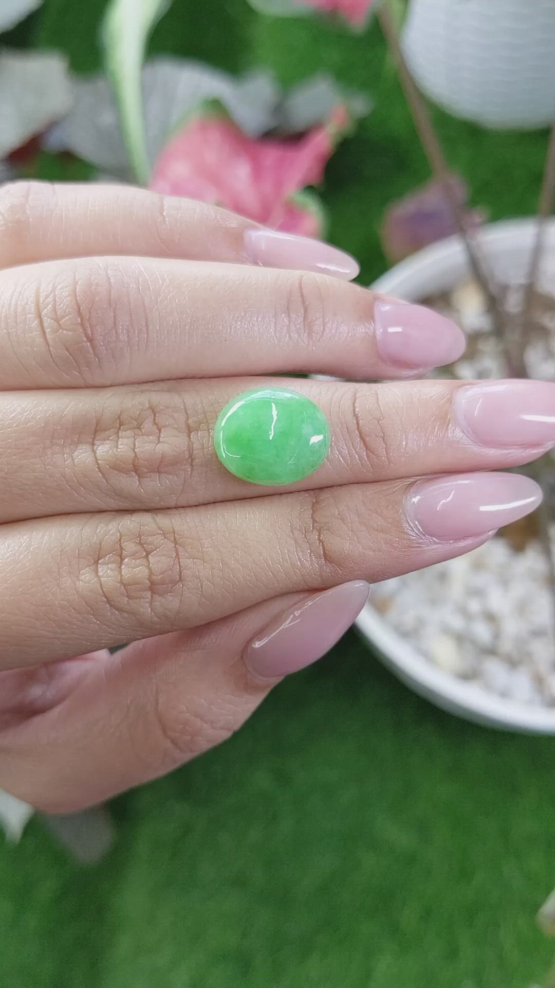 6.09 Ct. Cabochon Jade from Burma (Myanmar) Size Video