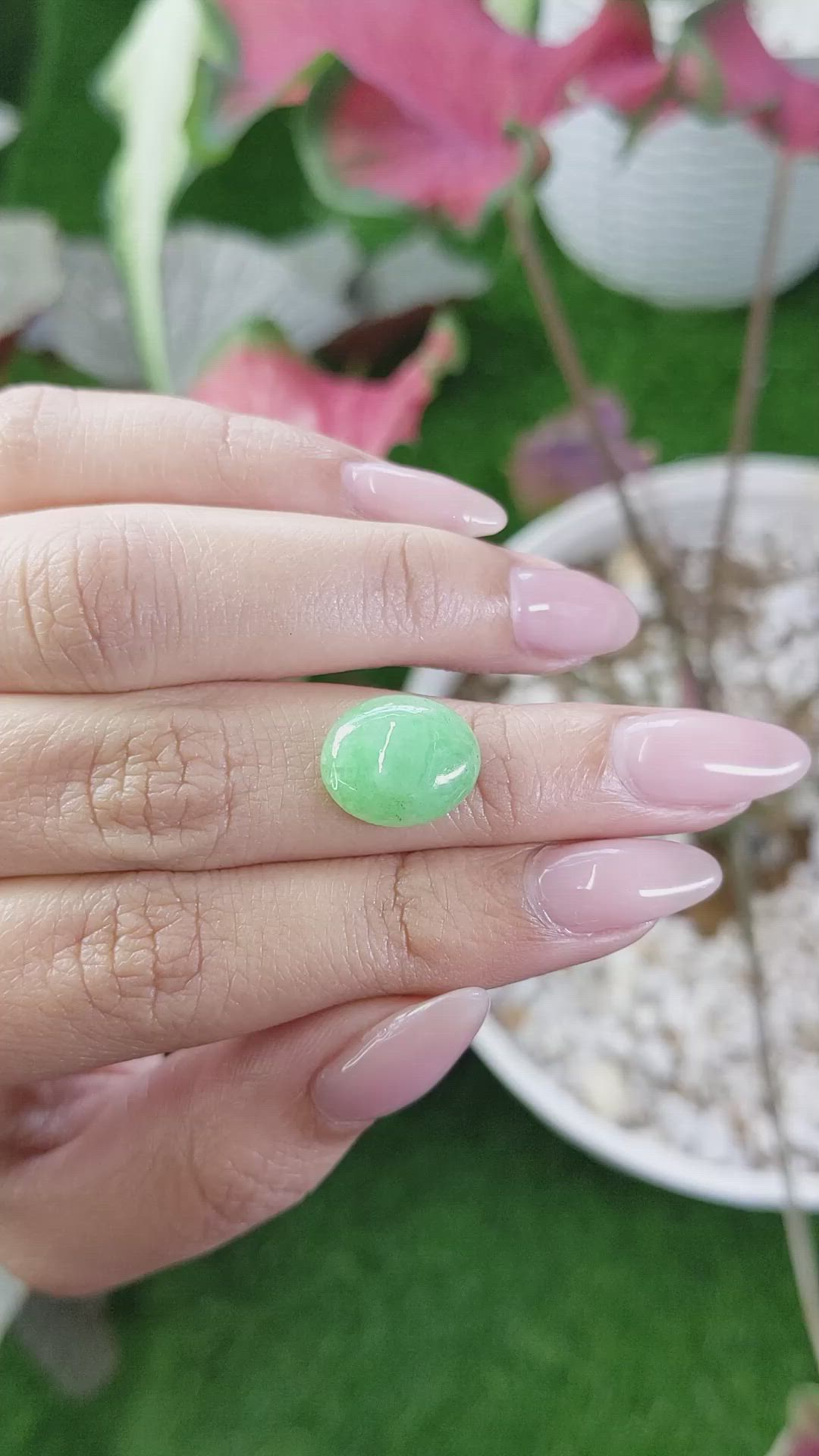 5.37 Ct. Green Cabochon Jade from Burma (Myanmar) Size Video
