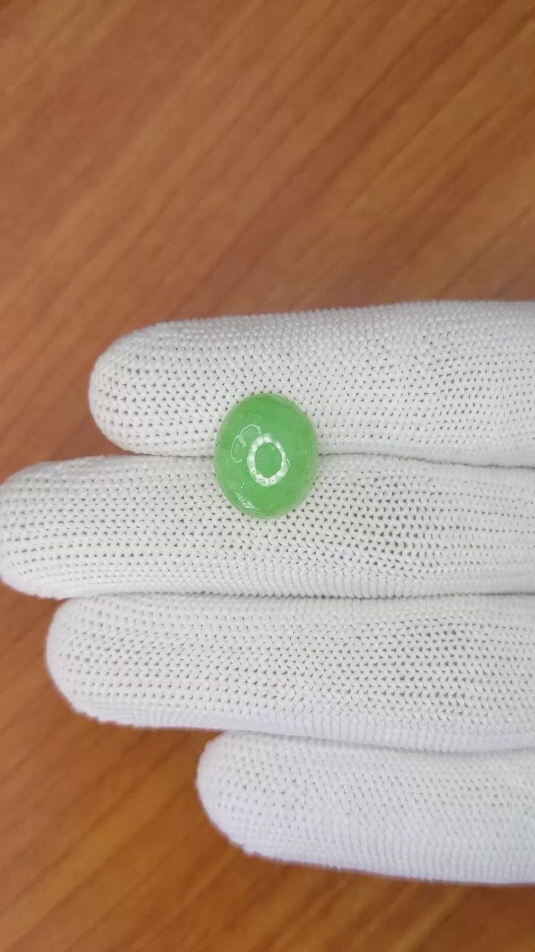 5.37 Ct. Green Cabochon Jade from Burma (Myanmar) Size Video
