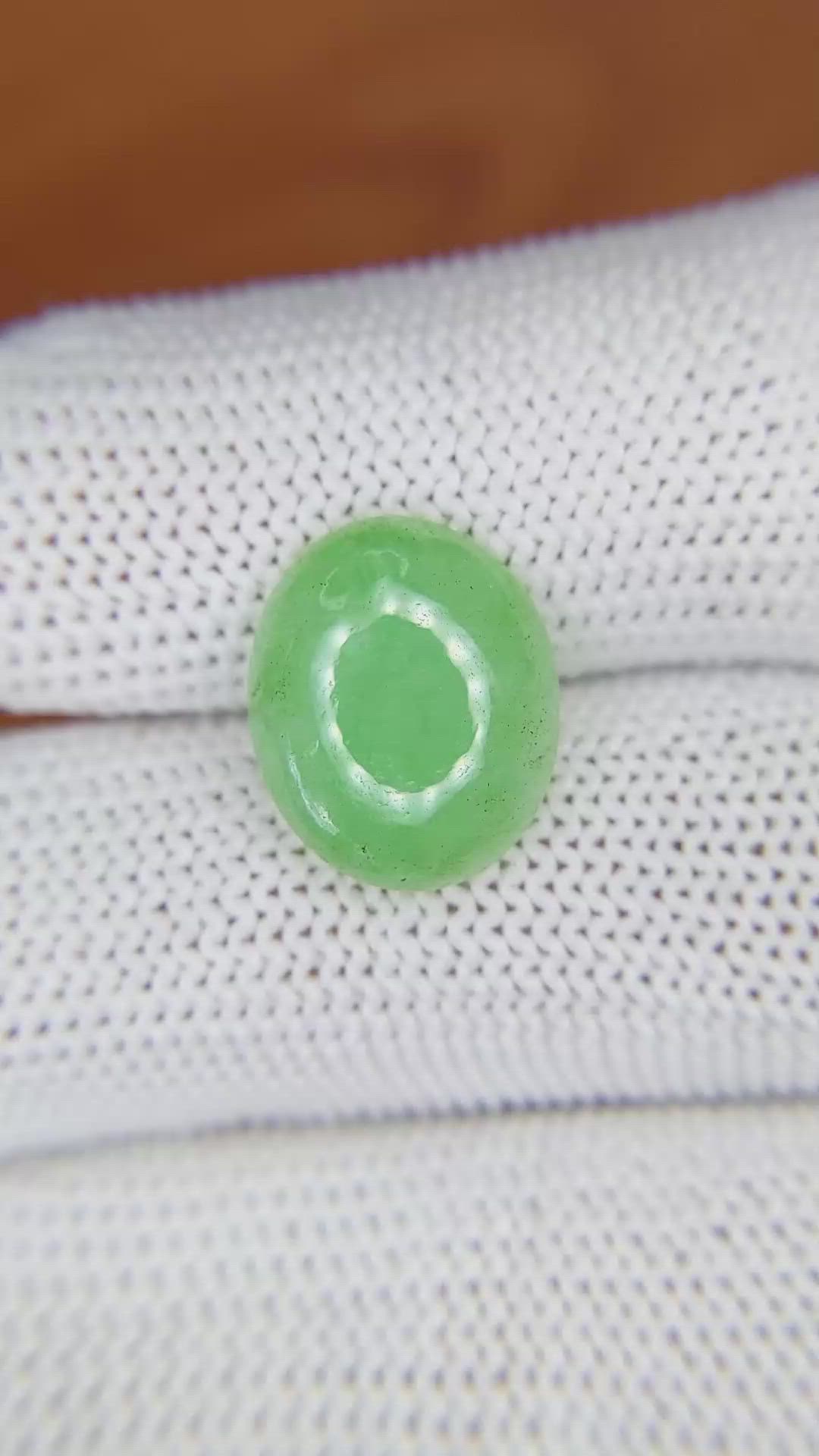 5.37 Ct. Green Cabochon Jade from Burma (Myanmar) Size Video