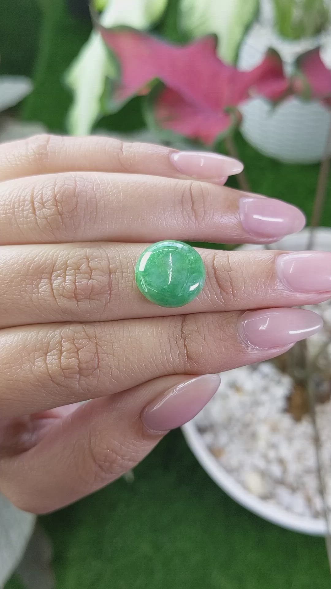 6.53 Ct. Green Cabochon Jade from Burma (Myanmar) Size Video
