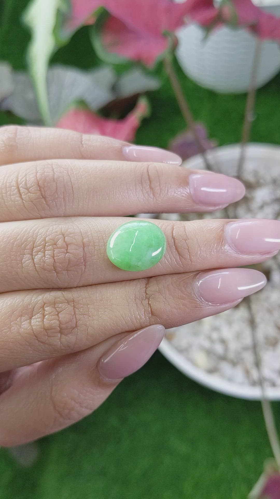 5.20 Ct. Green Cabochon Jade from Burma (Myanmar) Size Video