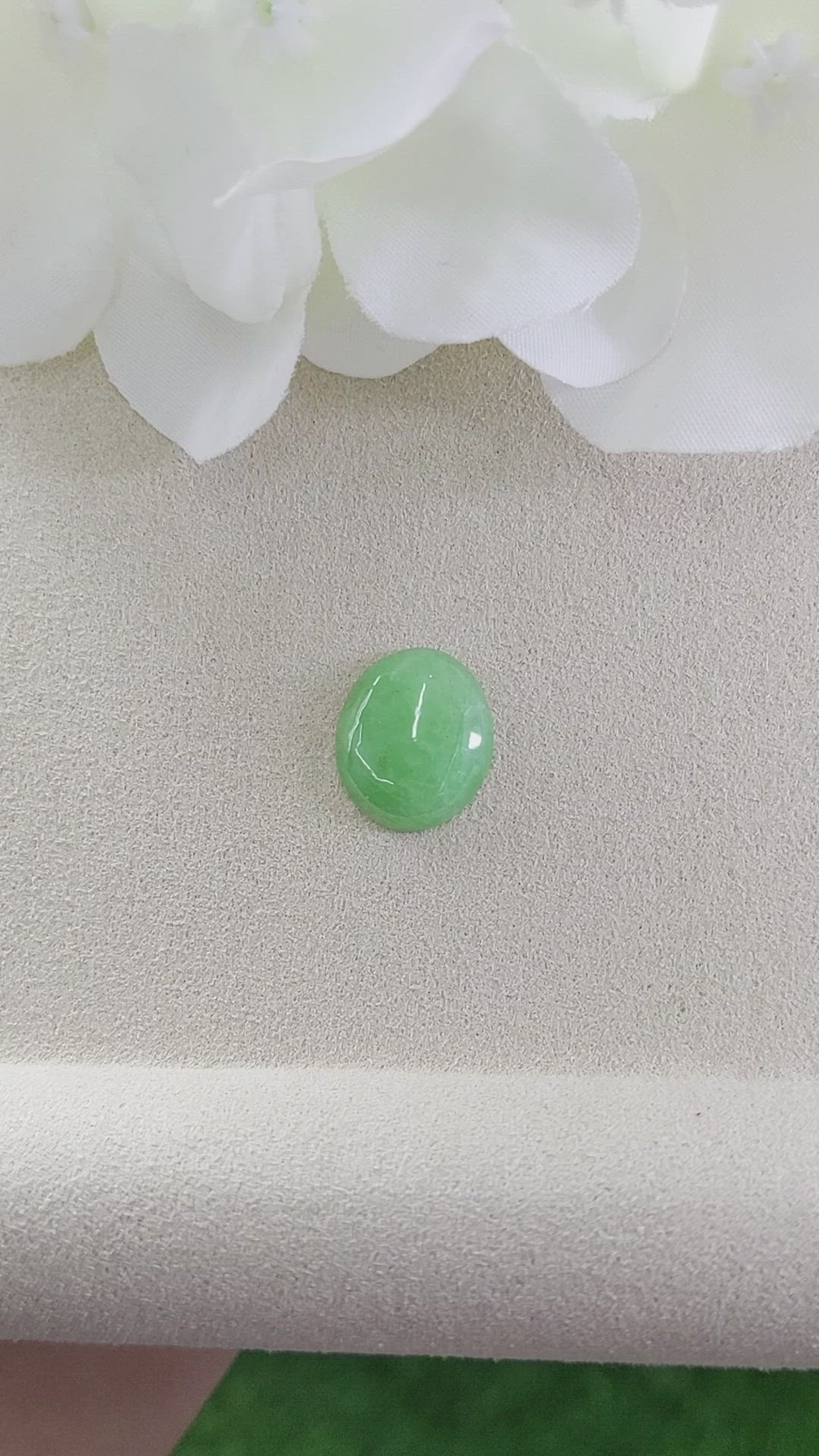 5.20 Ct. Green Cabochon Jade from Burma (Myanmar) Size Video
