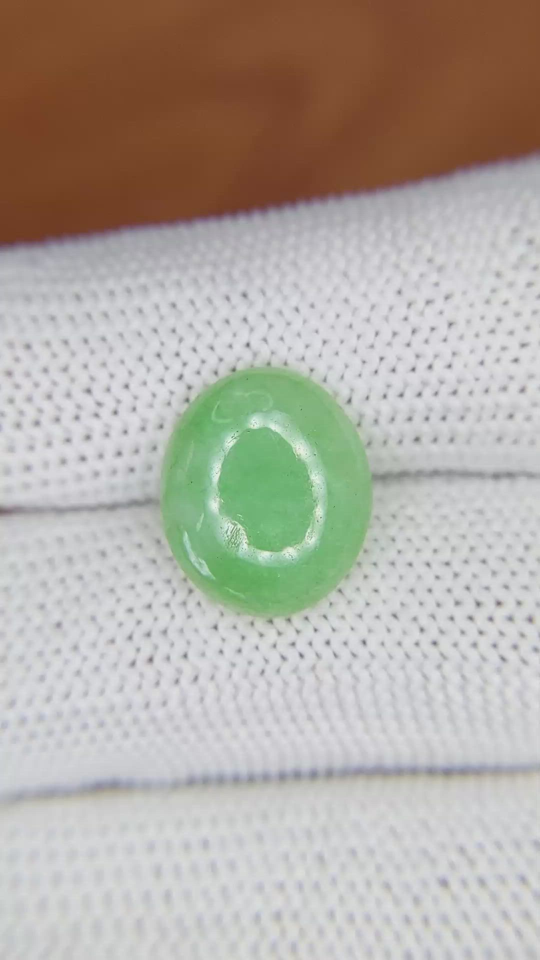 5.20 Ct. Green Cabochon Jade from Burma (Myanmar) Size Video