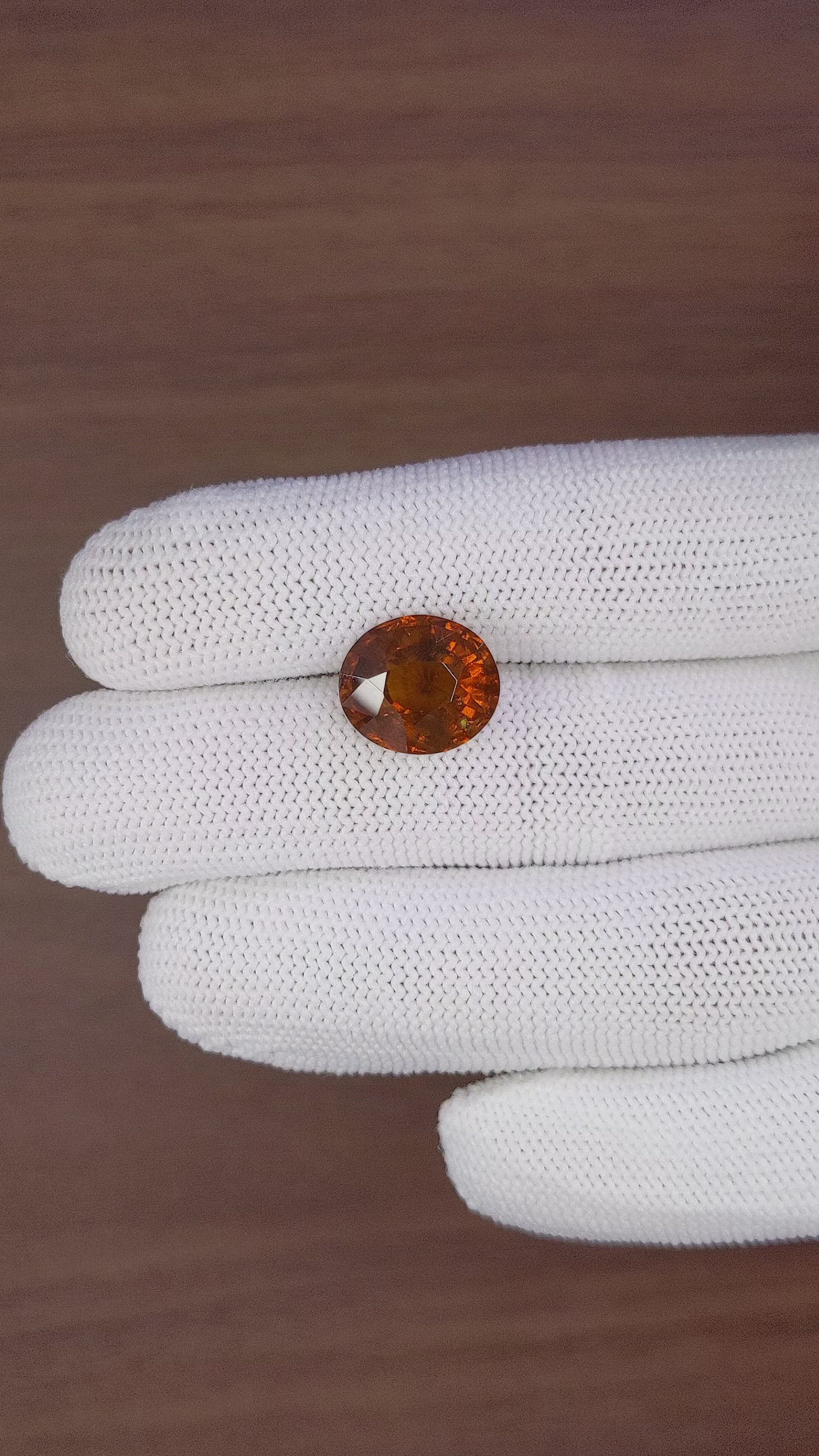 9.24 Ct. Orange Hessonite Garnet from Madagascar Size Video