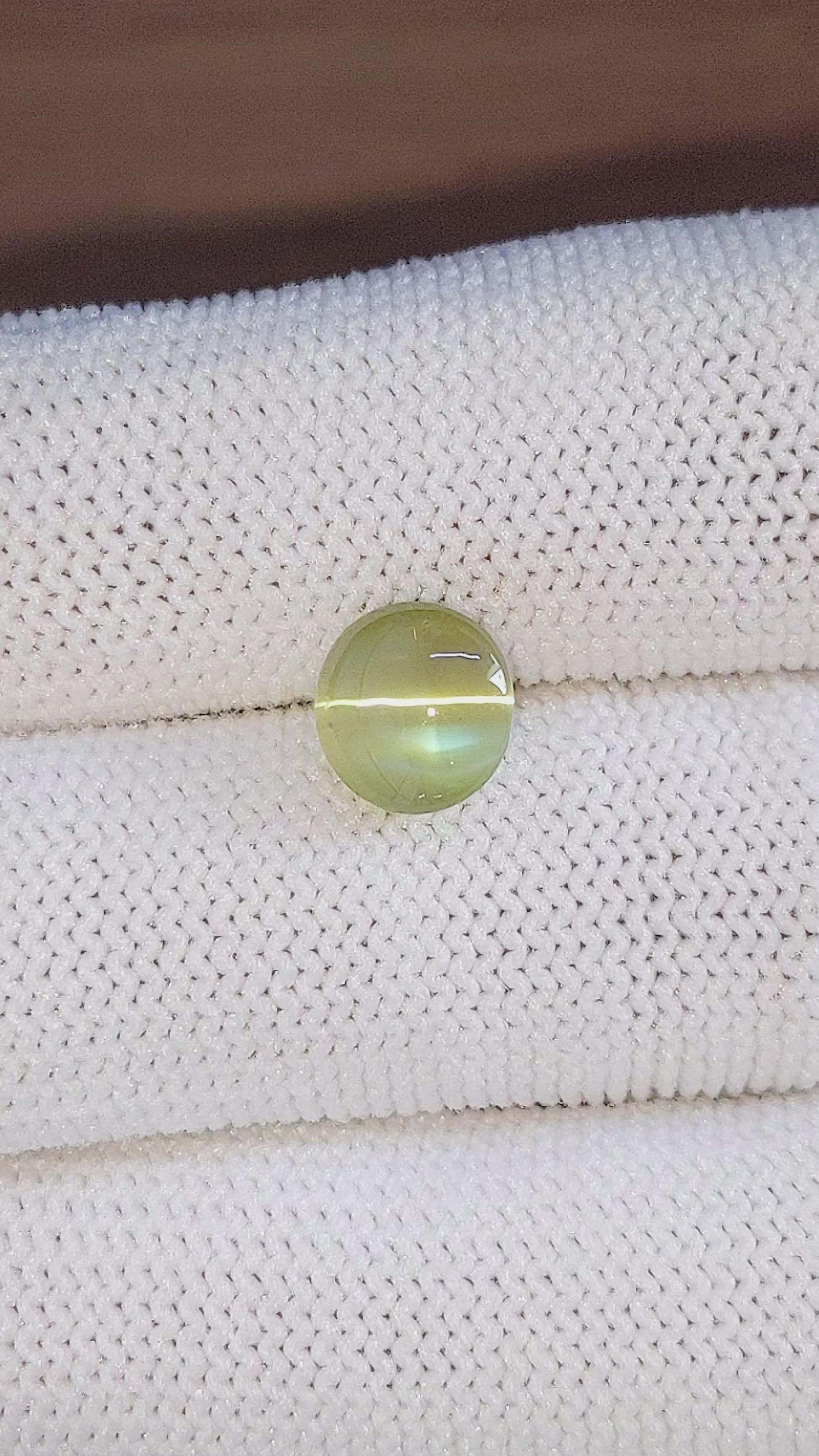 3.52 Ct. Greenish Yellow Cabochon Chrysoberyl from Ceylon (Sri Lanka) Size Video