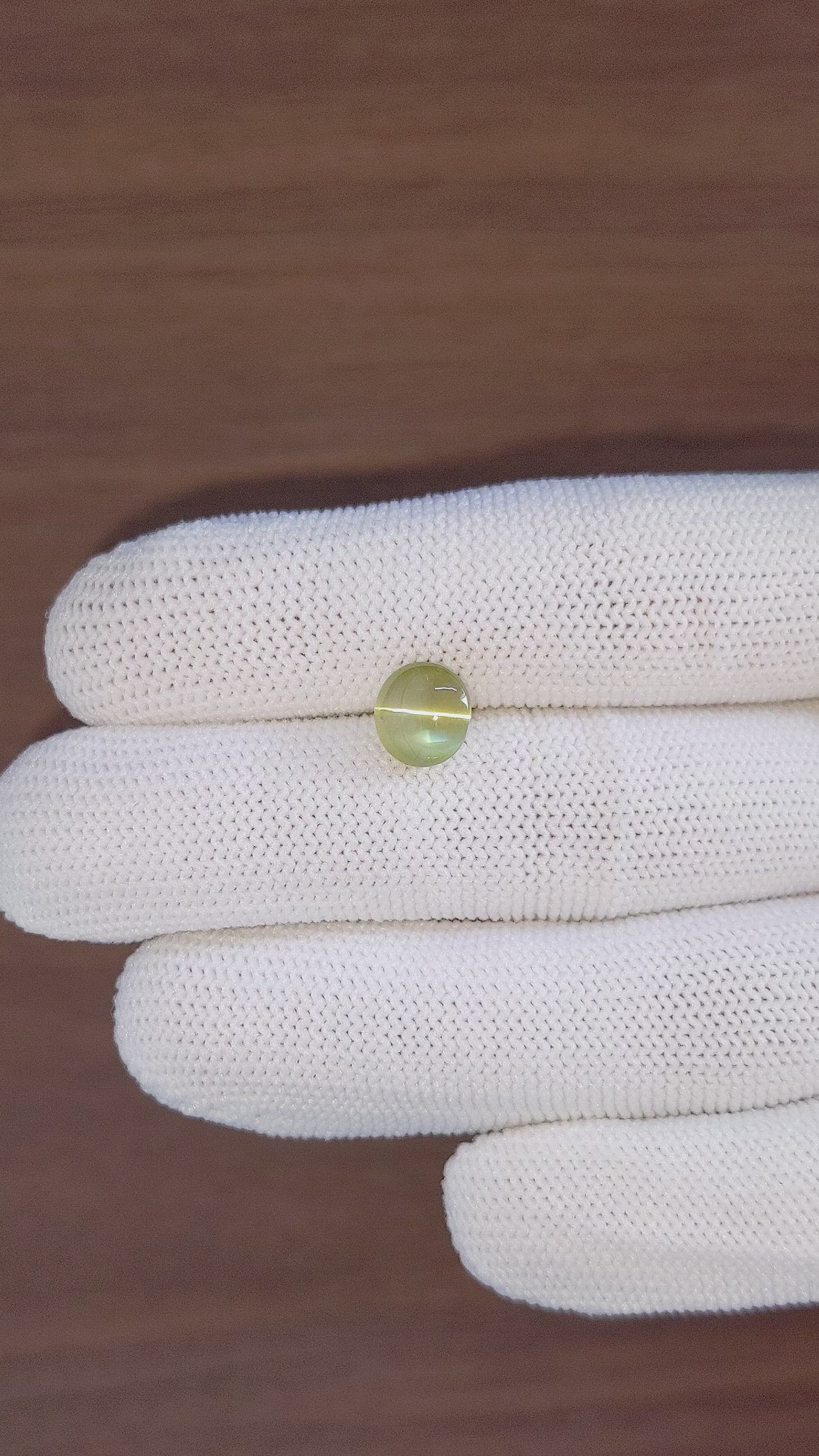 3.52 Ct. Greenish Yellow Cabochon Chrysoberyl from Ceylon (Sri Lanka) Size Video