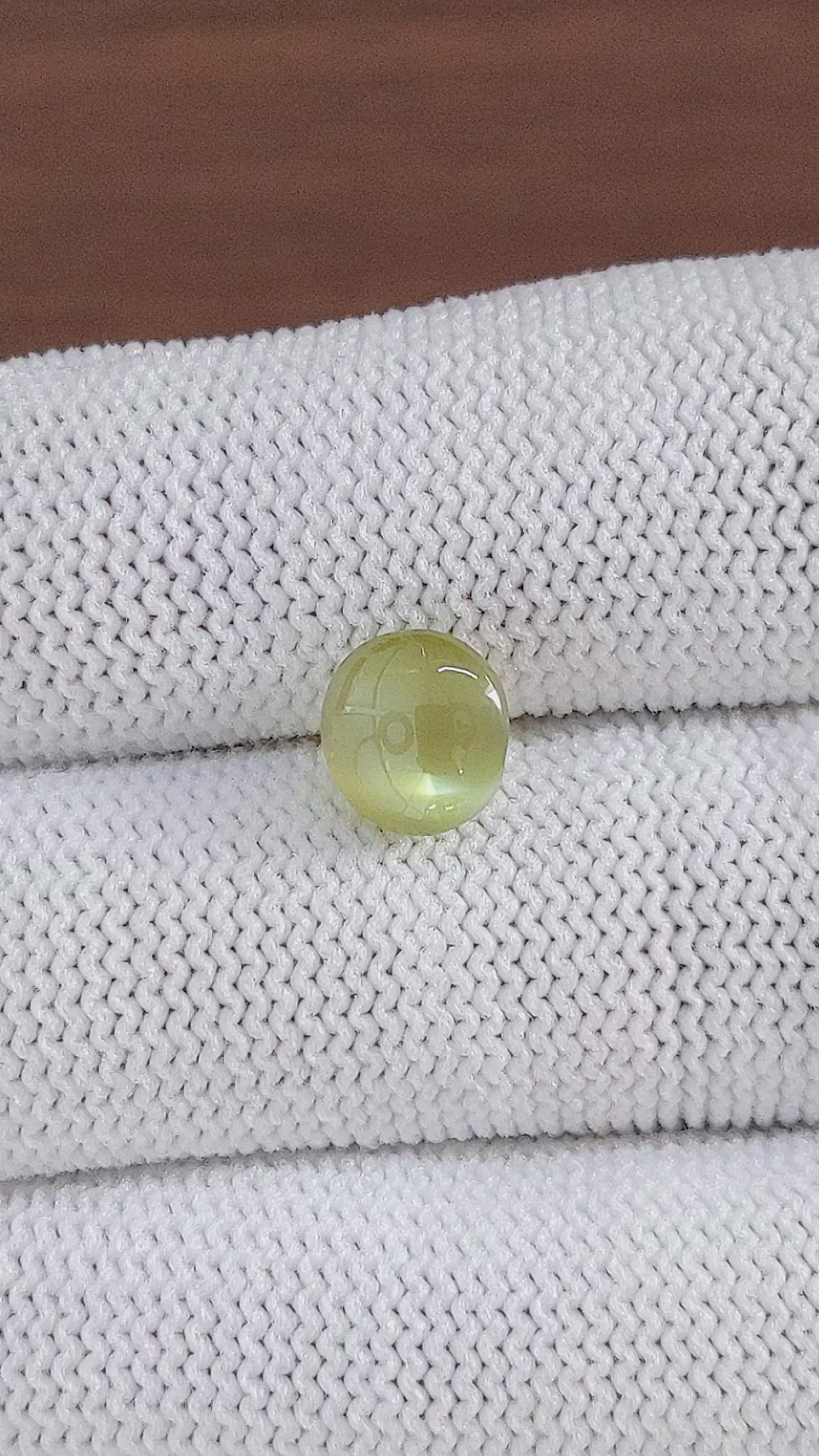 3.52 Ct. Greenish Yellow Cabochon Chrysoberyl from Ceylon (Sri Lanka) Size Video
