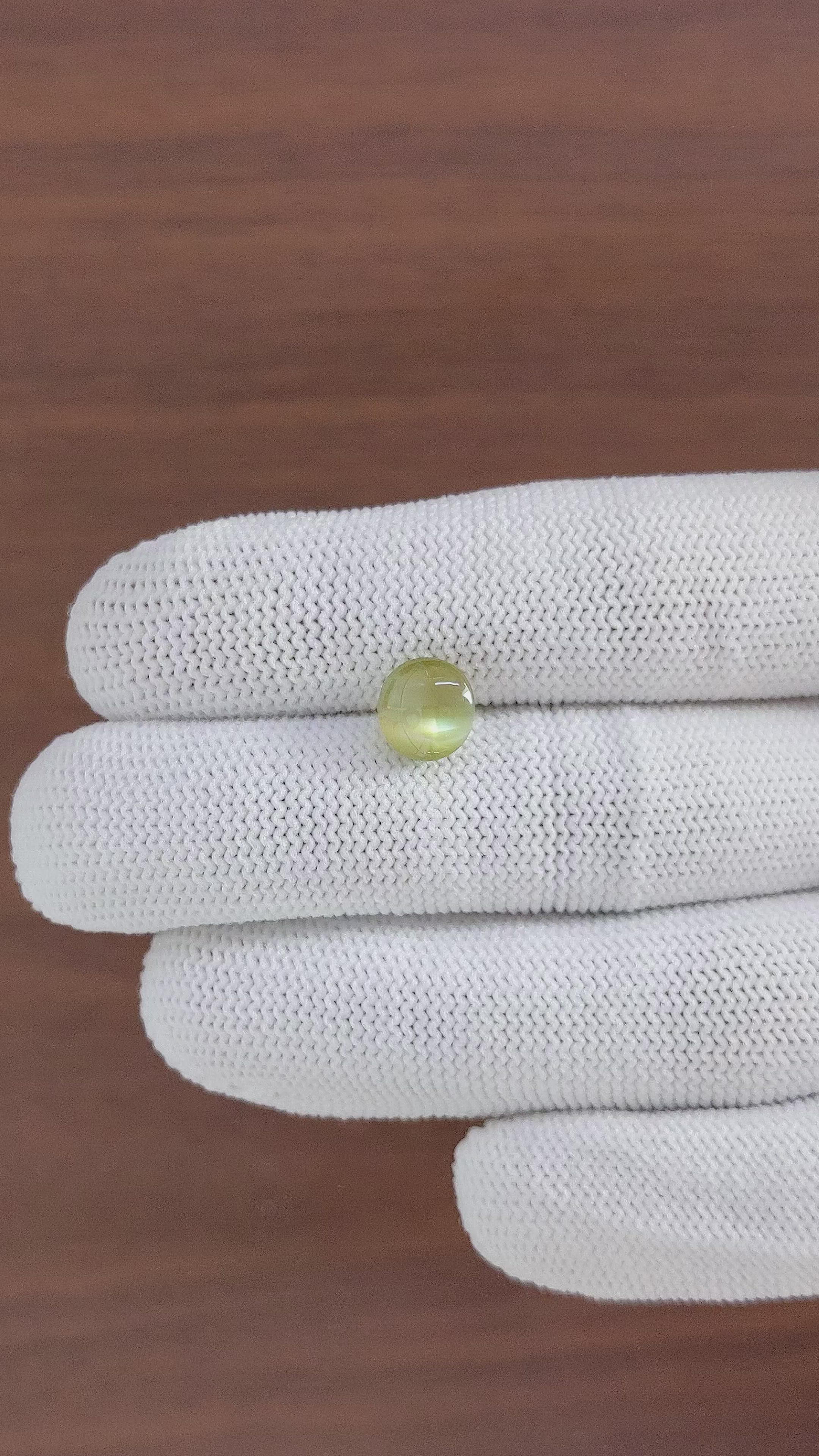3.52 Ct. Greenish Yellow Cabochon Chrysoberyl from Ceylon (Sri Lanka) Size Video