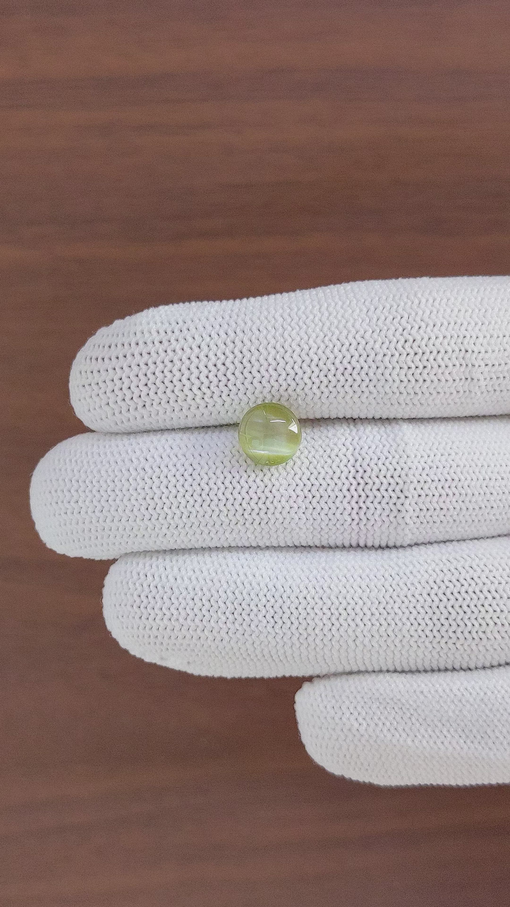 3.26 Ct. Yellowish Green Cabochon Chrysoberyl from Ceylon (Sri Lanka) Size Video