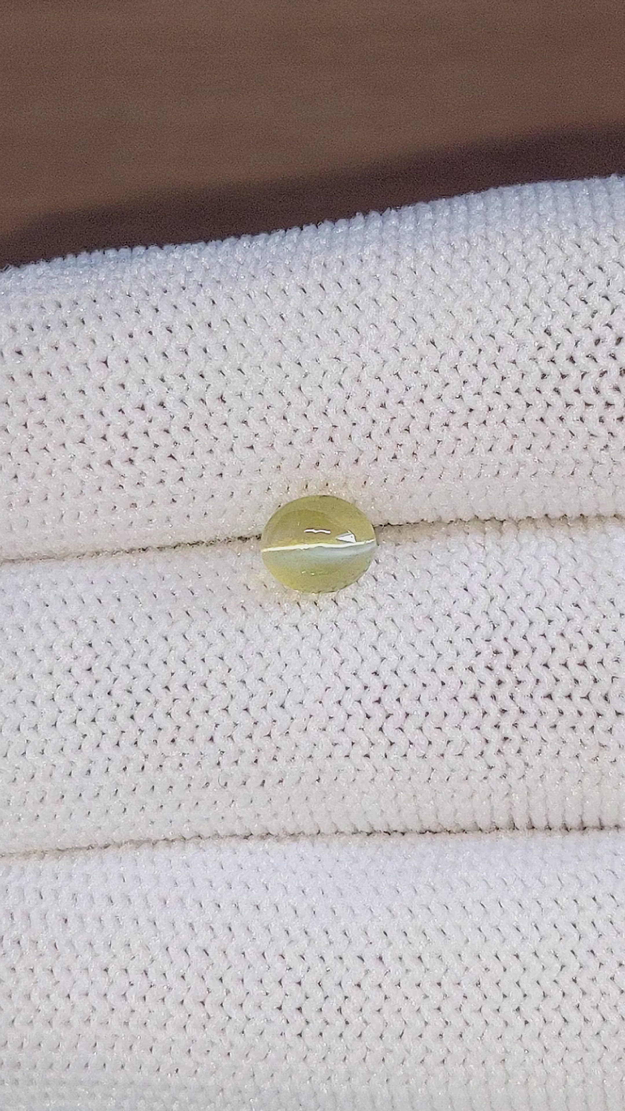 1.48 Ct. Greenish Yellow Cabochon Chrysoberyl from Ceylon (Sri Lanka) Size Video