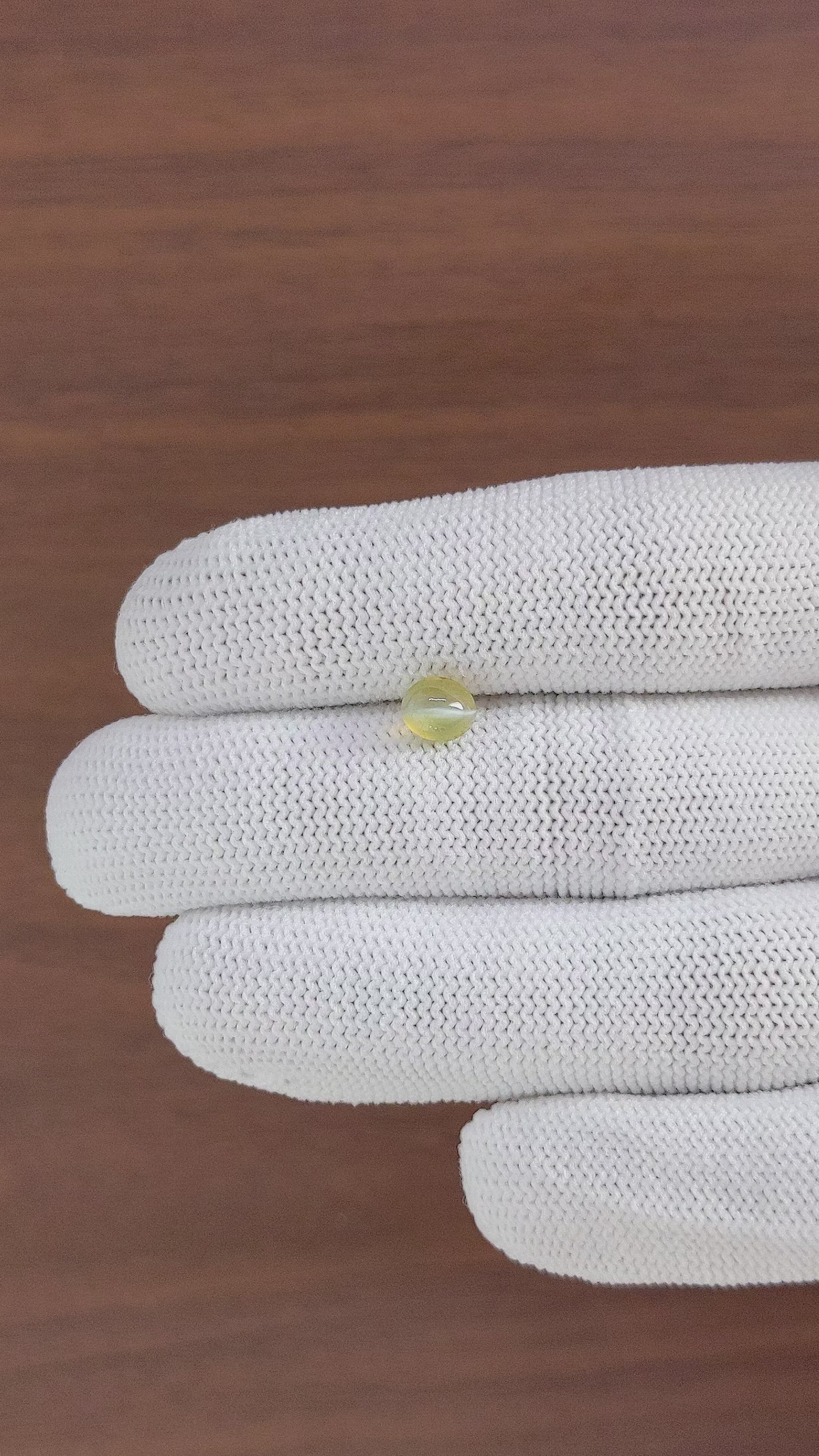 1.48 Ct. Greenish Yellow Cabochon Chrysoberyl from Ceylon (Sri Lanka) Size Video