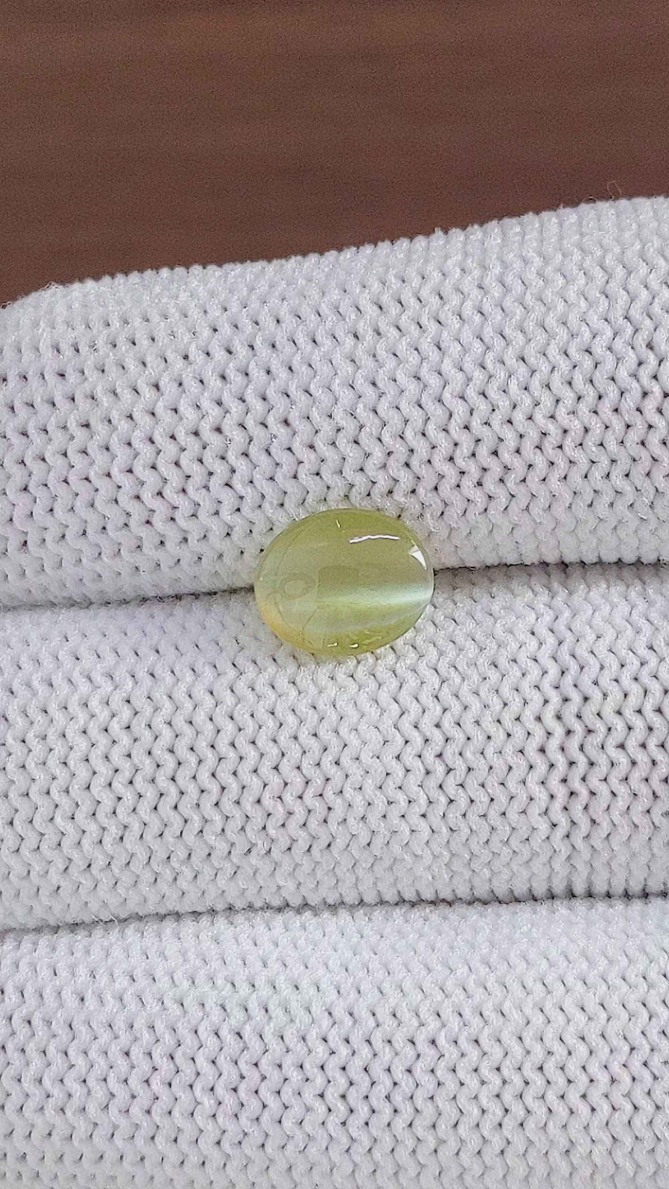 2.51 Ct. Greenish Yellow Cabochon Chrysoberyl from Ceylon (Sri Lanka) Size Video