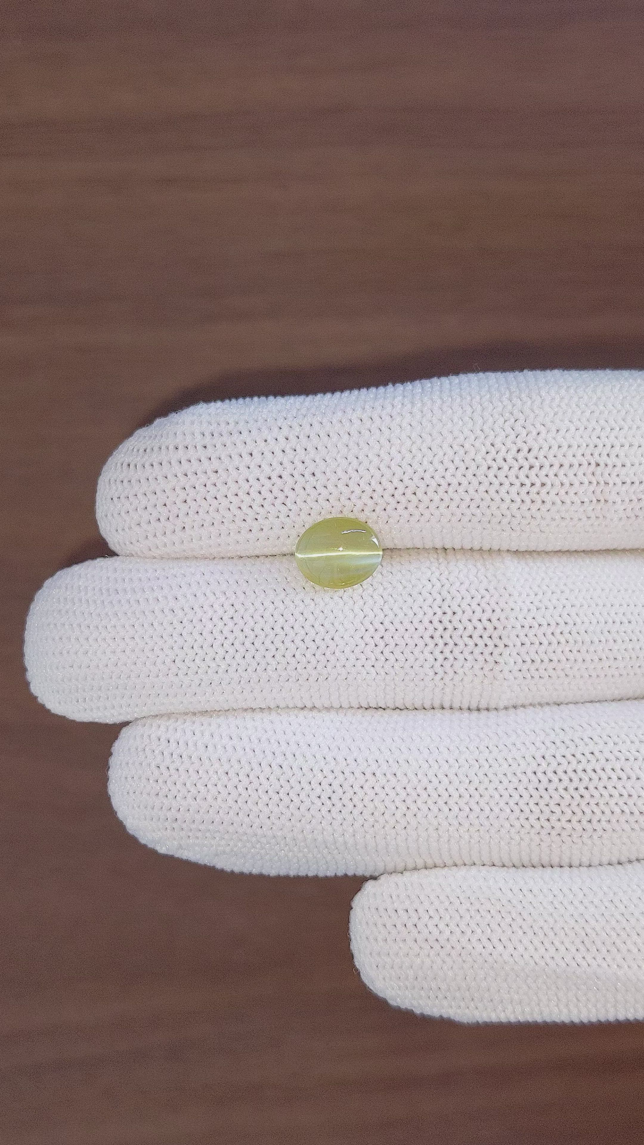 2.51 Ct. Greenish Yellow Cabochon Chrysoberyl from Ceylon (Sri Lanka) Size Video