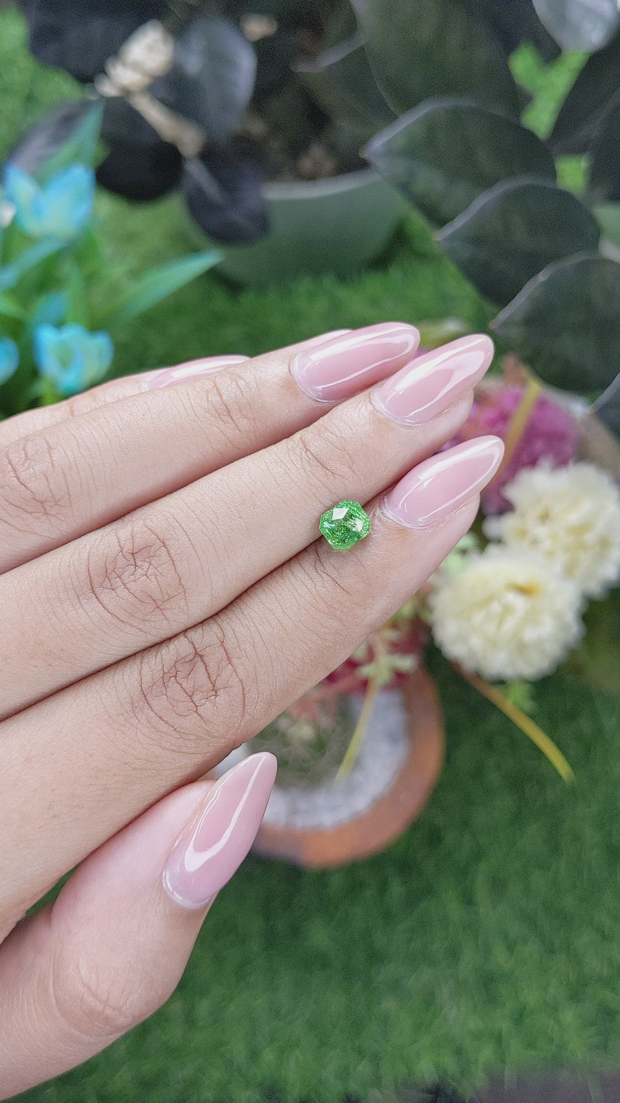 1.09 Ct. Tsavorite Garnet from Tanzania Size Video