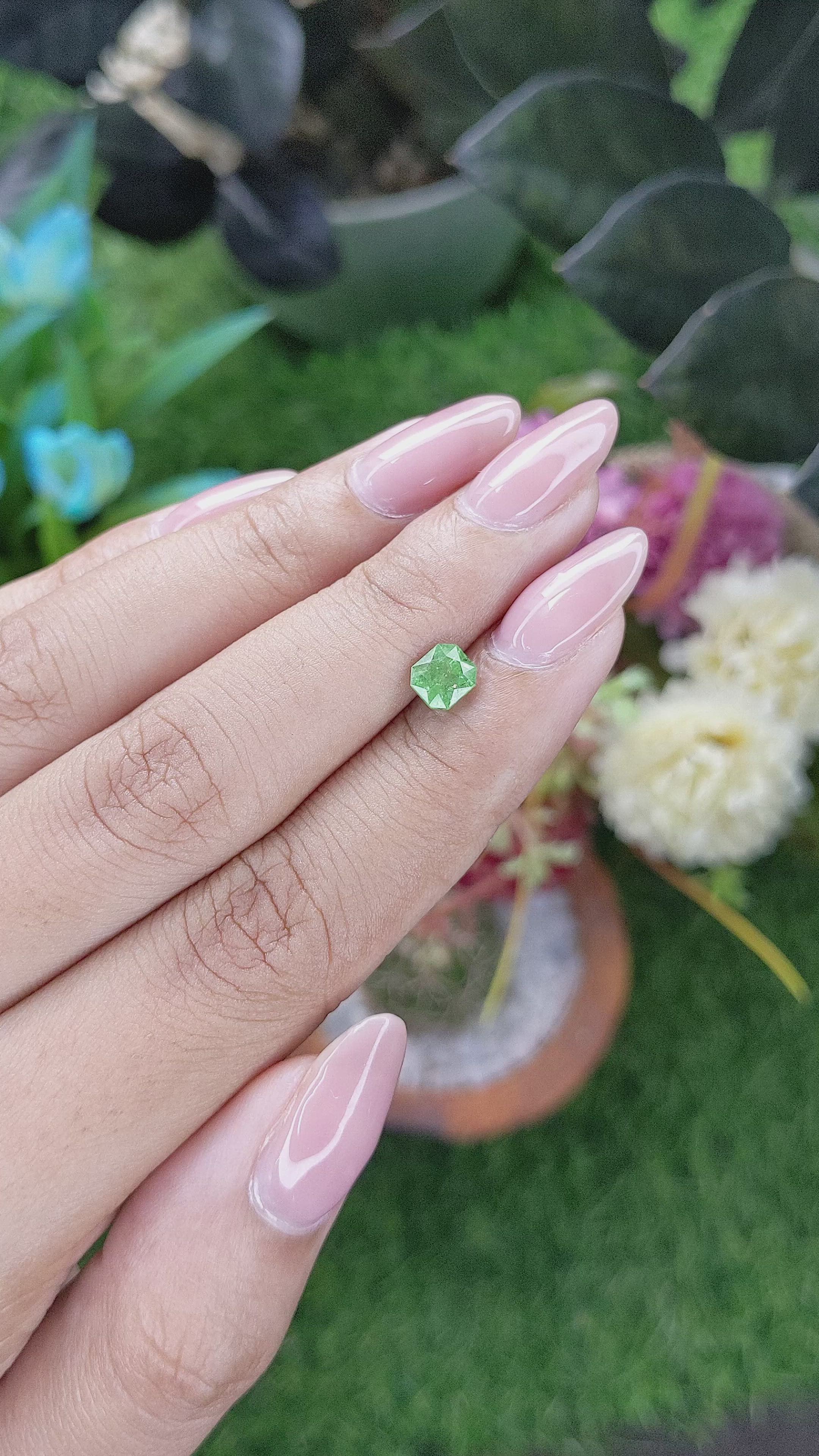 0.87 Ct. Tsavorite Garnet from Tanzania Size Video