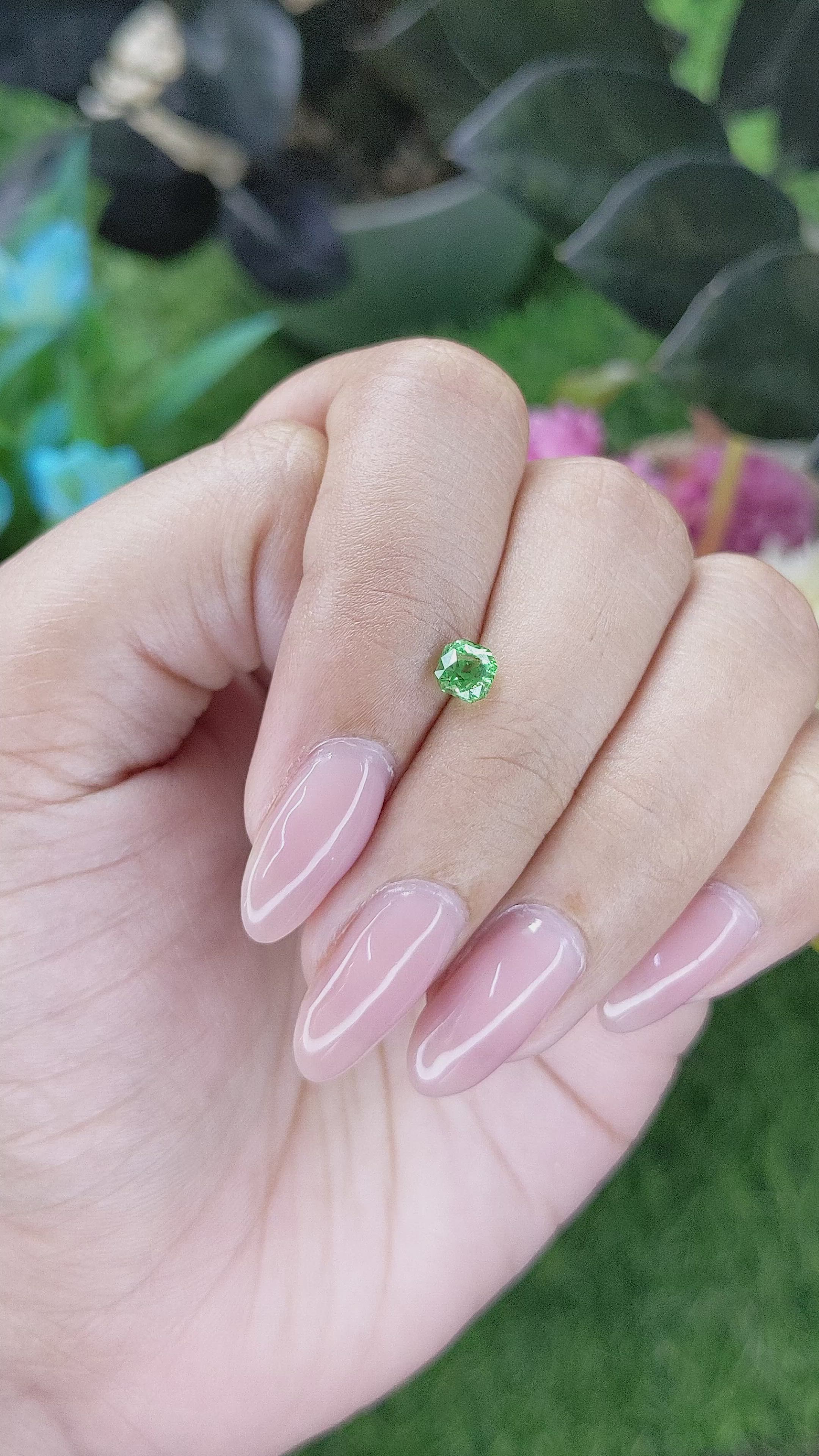0.63 Ct. Tsavorite Garnet from Tanzania Size Video