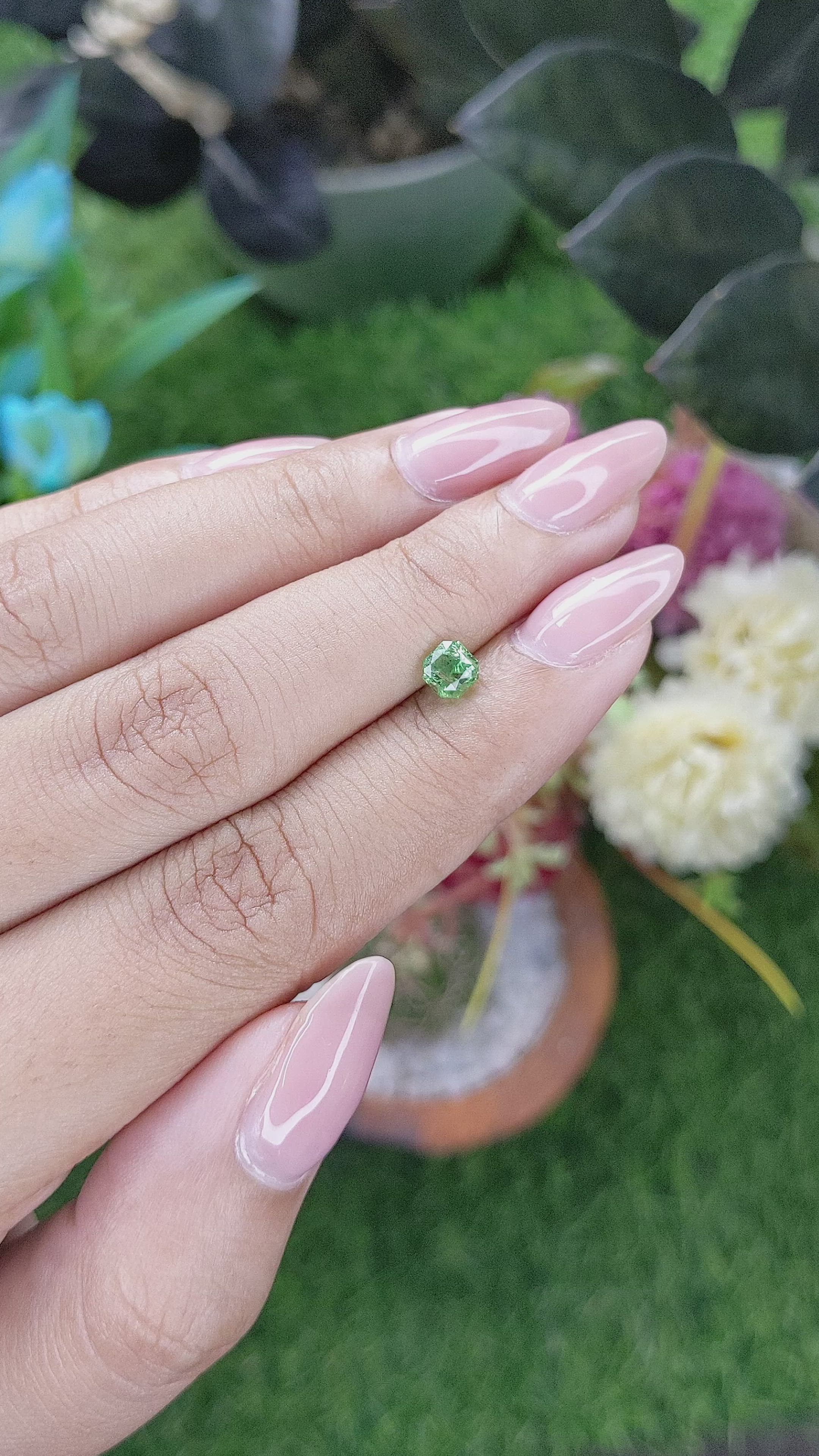 0.63 Ct. Tsavorite Garnet from Tanzania Size Video