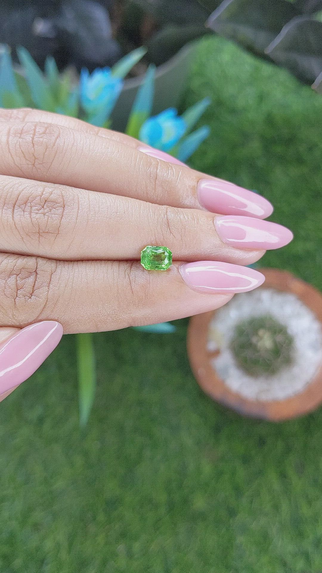 1.01 Ct. Tsavorite Garnet from Tanzania Size Video