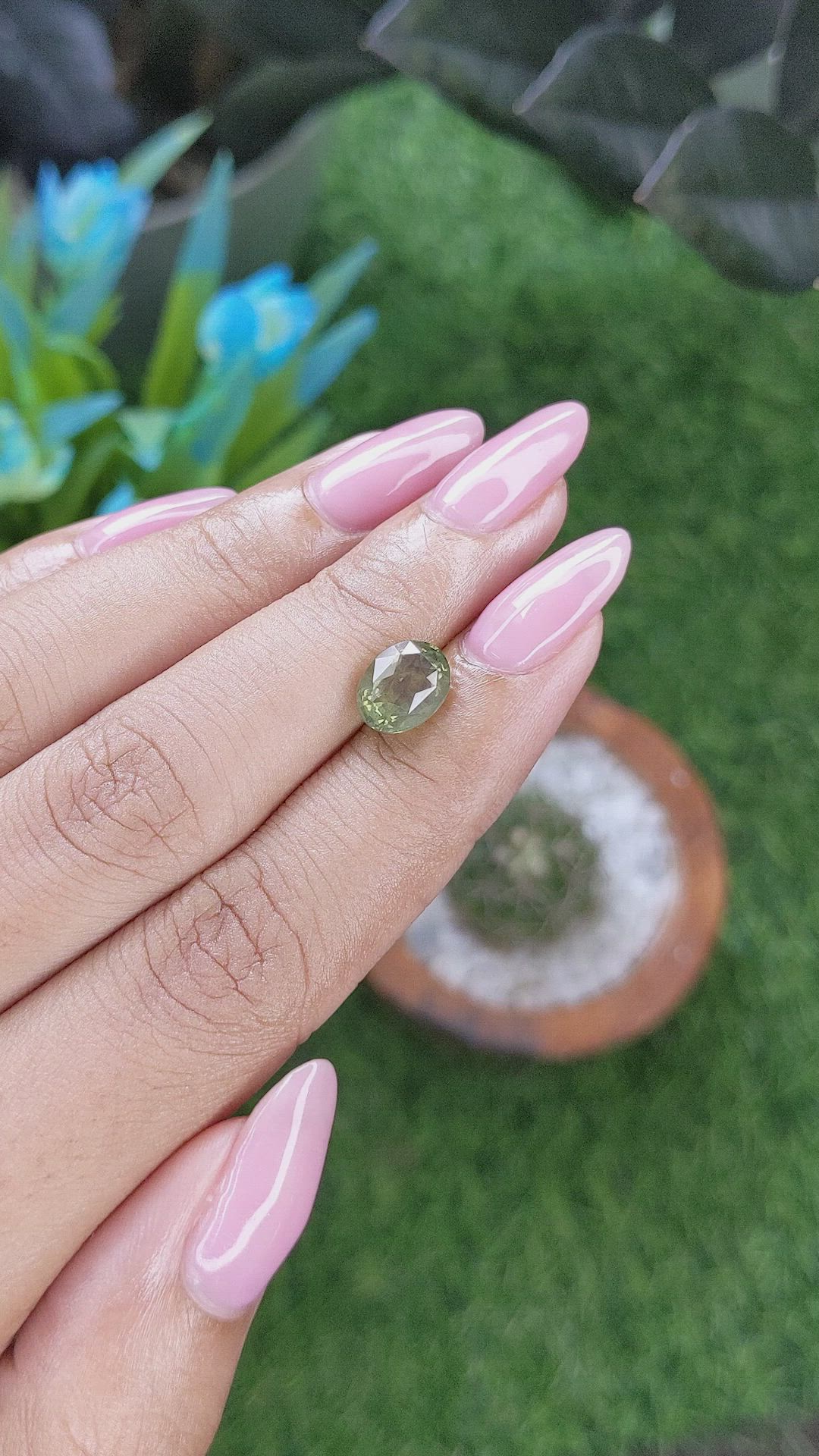 2.54 Ct. Yellowish Green Chrysoberyl from Ceylon (Sri Lanka) Size Video