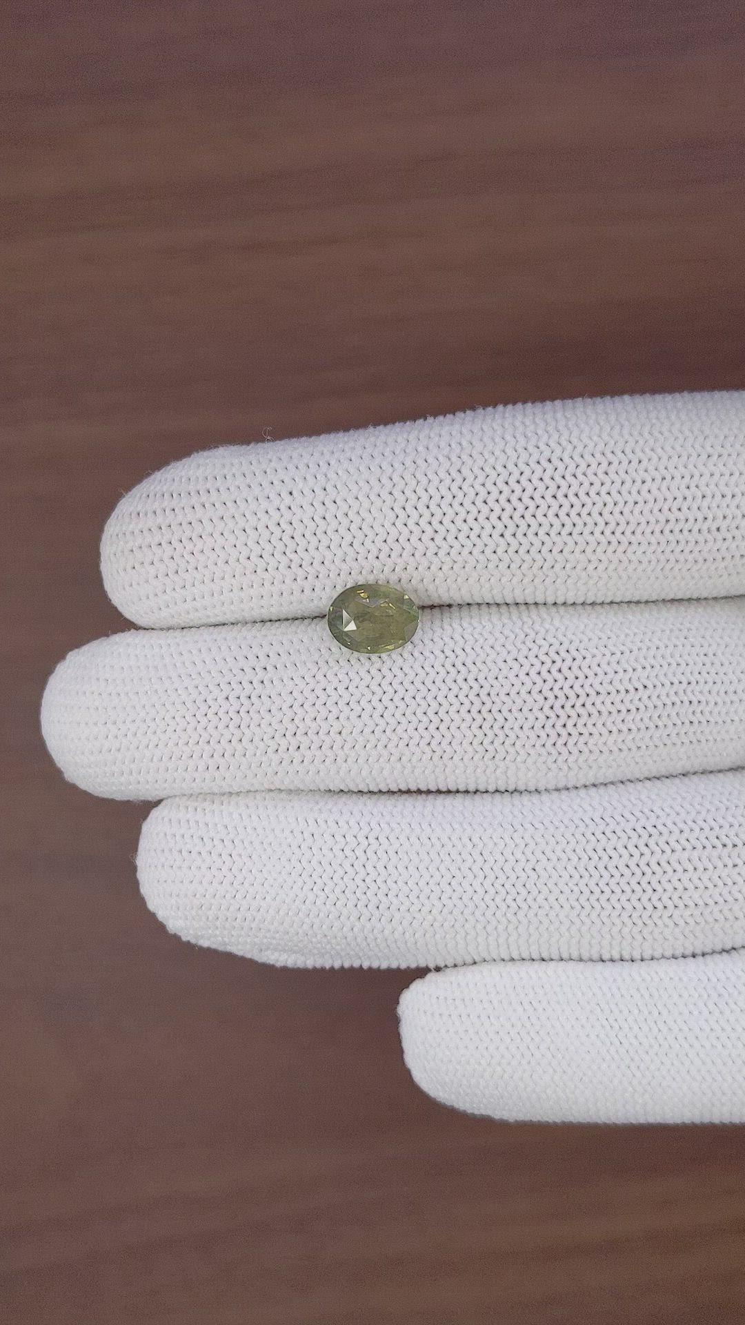 2.54 Ct. Yellowish Green Chrysoberyl from Ceylon (Sri Lanka) Size Video