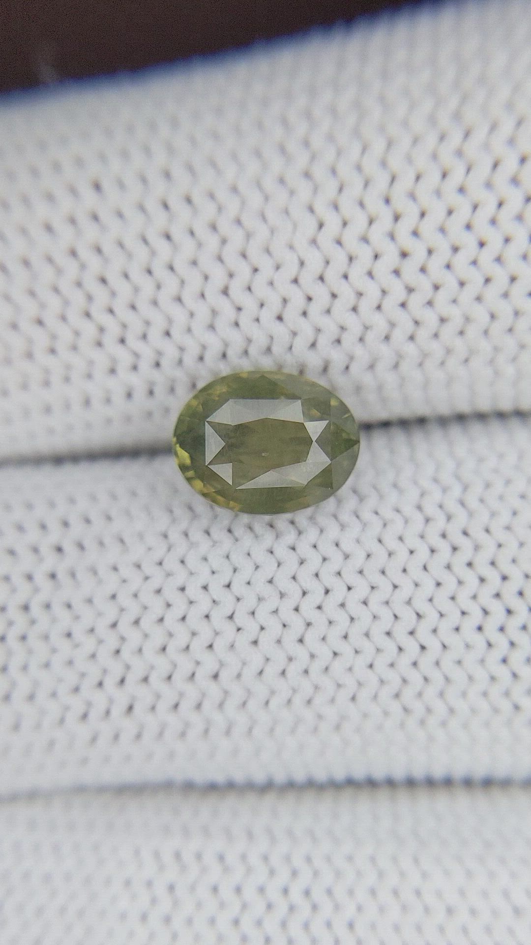 2.54 Ct. Yellowish Green Chrysoberyl from Ceylon (Sri Lanka) Size Video