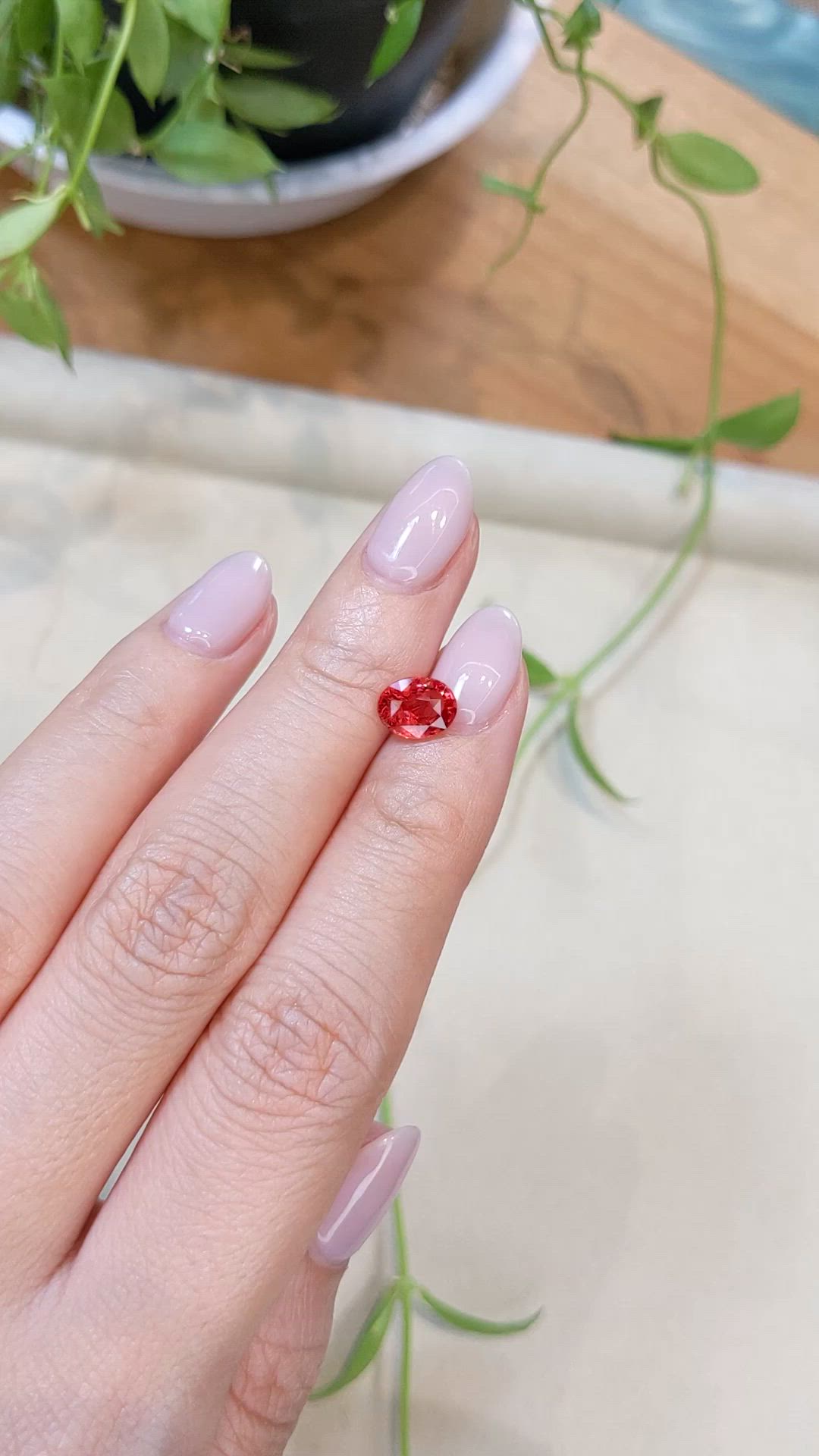 1.55 Ct. Red Spinel from Burma (Myanmar) Size Video