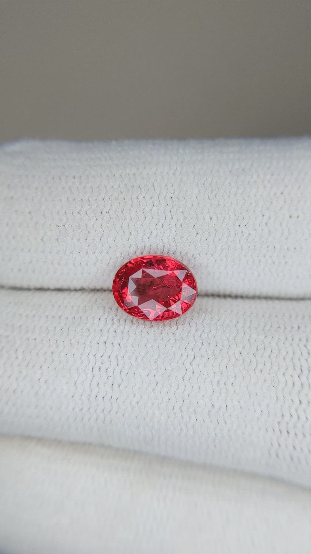 1.55 Ct. Red Spinel from Burma (Myanmar) Size Video