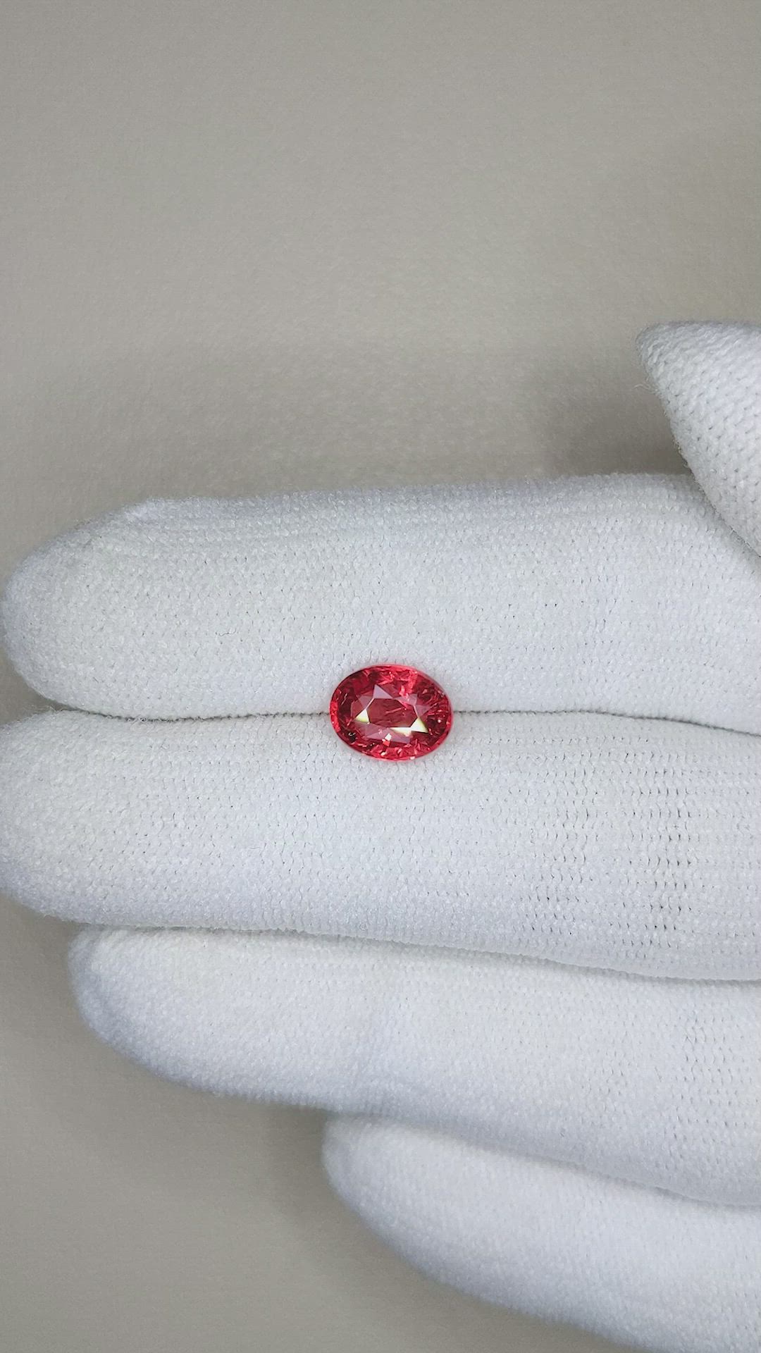 1.55 Ct. Red Spinel from Burma (Myanmar) Size Video