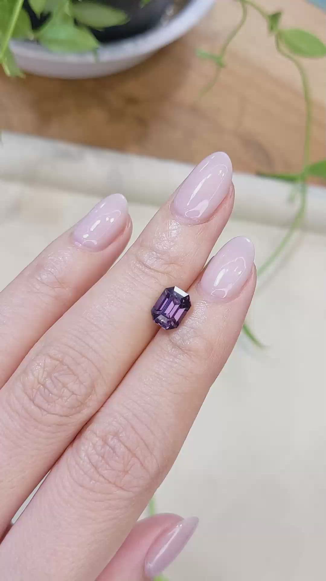 2.05 Ct. Pinkish Purple Spinel from Burma (Myanmar) Size Video