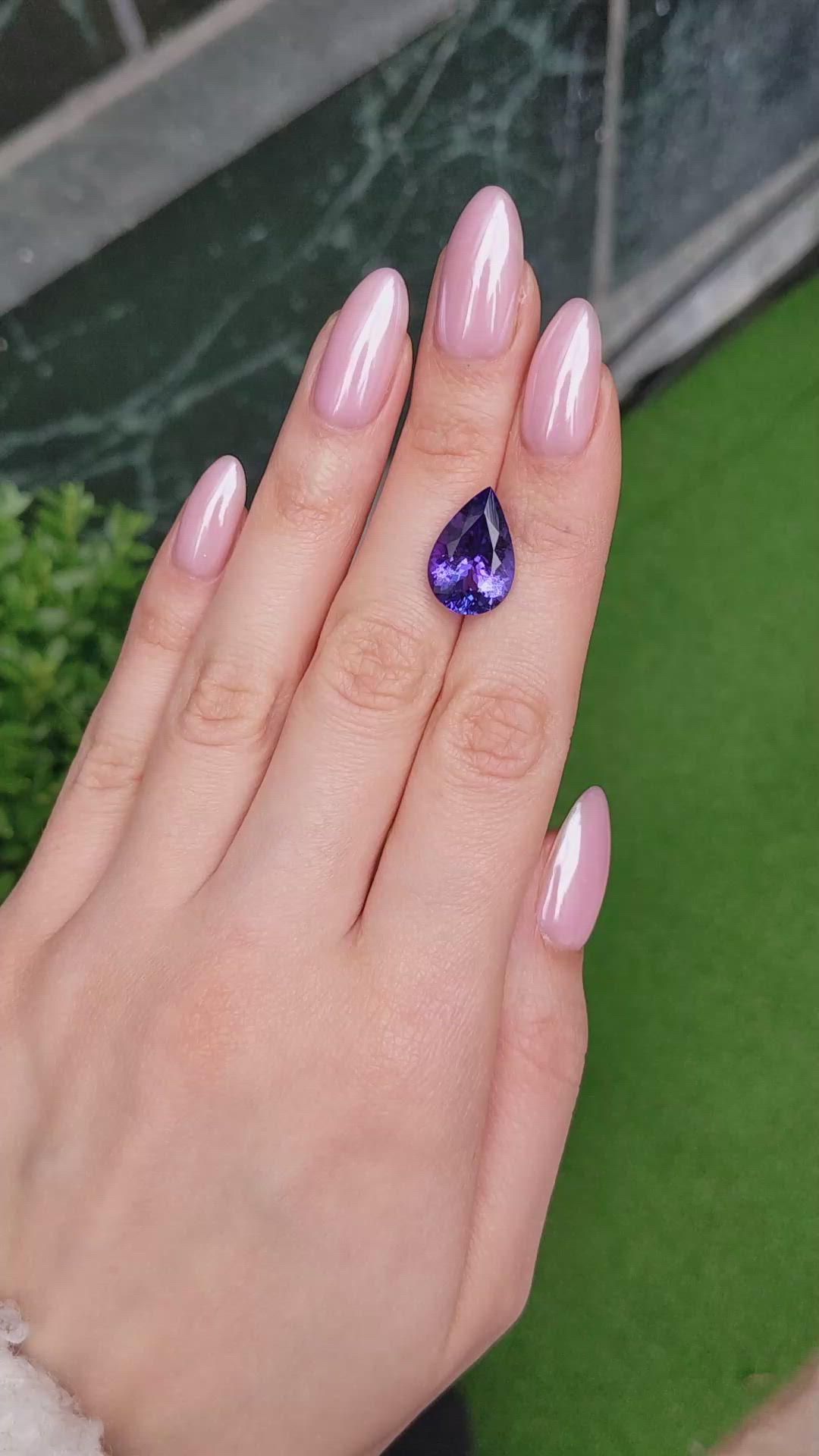 8.44 Ct. Violet Tanzanite from Tanzania Size Video