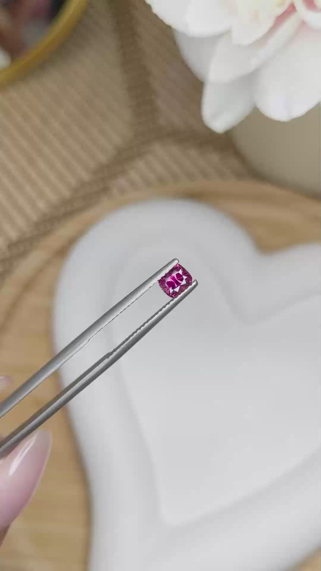 0.71 Ct. Pinkish Purple Garnet from Ceylon (Sri Lanka) Size Video