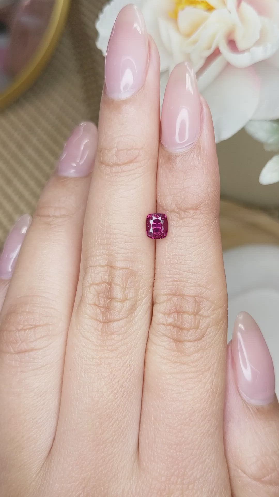 0.71 Ct. Pinkish Purple Garnet from Ceylon (Sri Lanka) Size Video