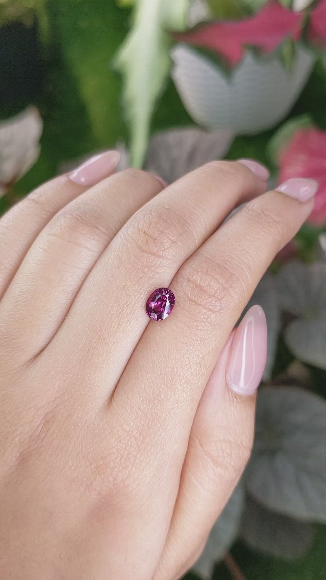 1.17 Ct. Pinkish Purple Garnet from Ceylon (Sri Lanka) Size Video