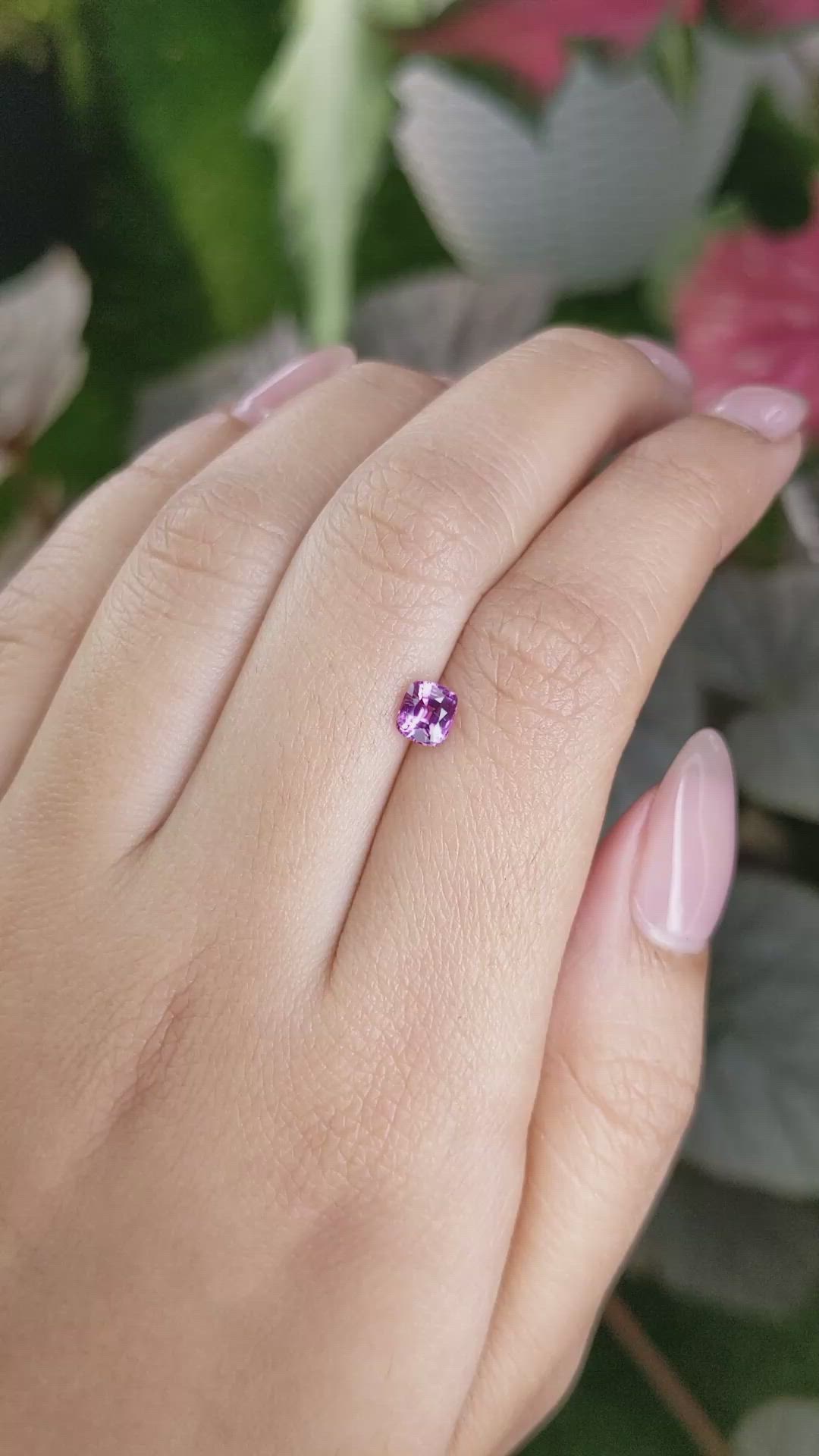 0.65 Ct. Pinkish Purple Garnet from Ceylon (Sri Lanka) Size Video