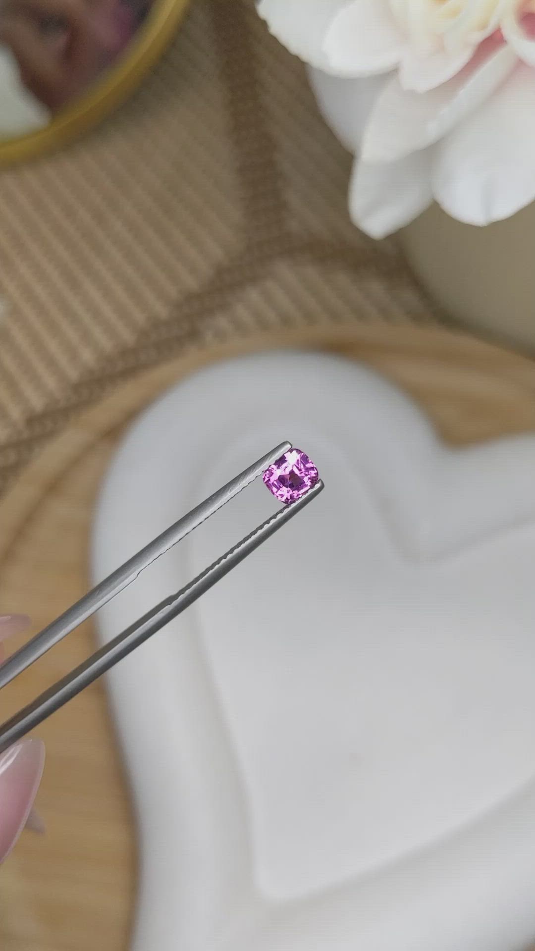 0.65 Ct. Pinkish Purple Garnet from Ceylon (Sri Lanka) Size Video