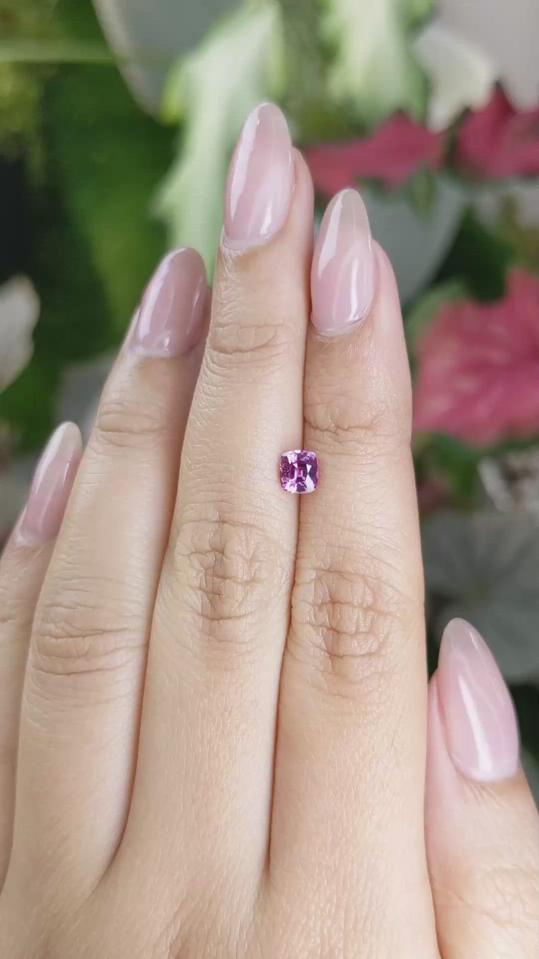 0.65 Ct. Pinkish Purple Garnet from Ceylon (Sri Lanka) Size Video