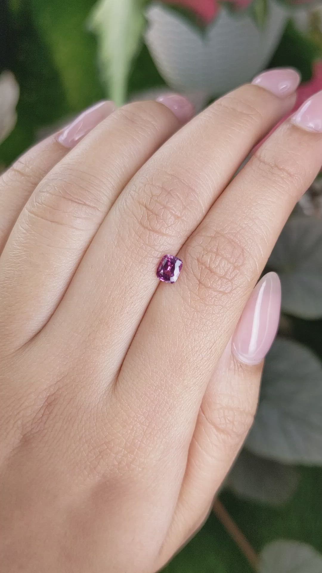 0.57 Ct. Pinkish Purple Garnet from Ceylon (Sri Lanka) Size Video