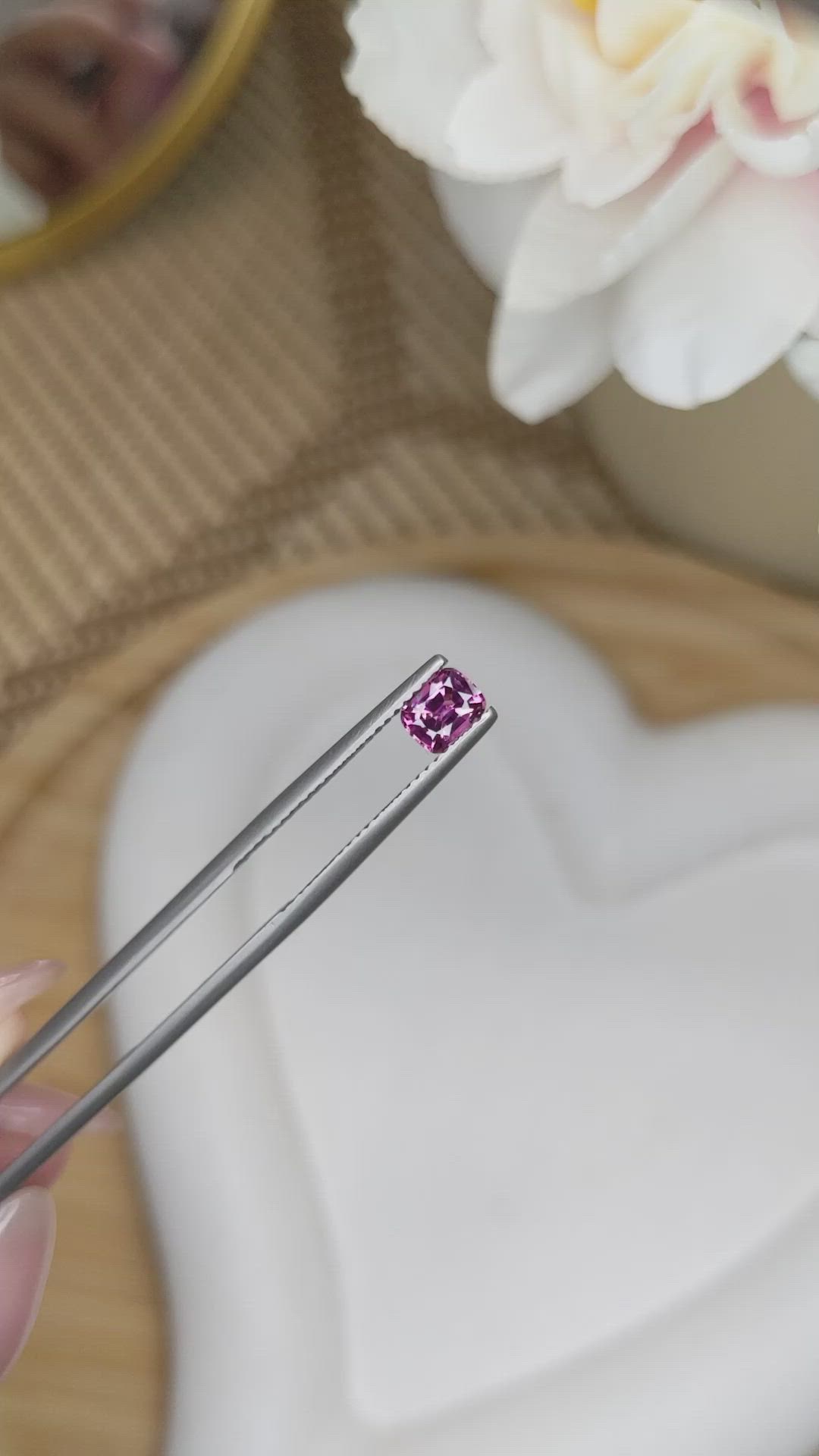 0.57 Ct. Pinkish Purple Garnet from Ceylon (Sri Lanka) Size Video